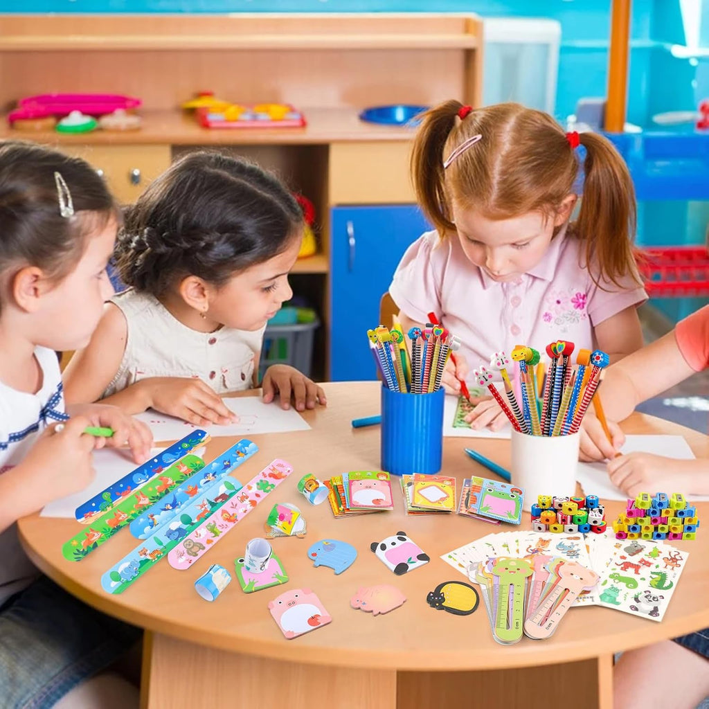 Return Gifts for Birthday Party, 24Pack Stationery Birthday Goodie Bags with Pencils Erasers Stickers School Classroom Gifts for Students Classroom Gifts Rewards Prizes