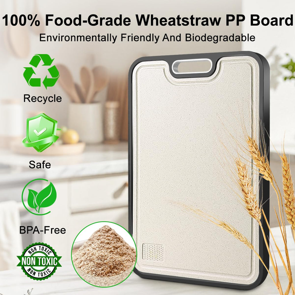 Titanium Cutting Board for Kitchen,Double Sided FoodGrade Pure Titanium&PP,Non-Toxic,Non-Slip,Dishwasher Safe,Easy to Clean,Ideal for Meat,Vegetables,Fruit. Large Size (Titanium, 16" L x 11" W)