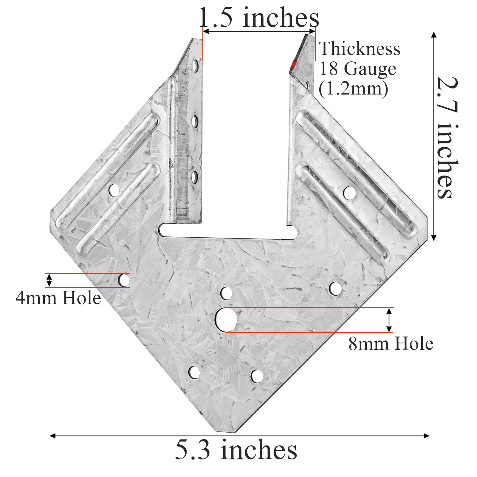 Coloch 20 Pack 18-Gauge Hurricane Tie, Hot Dip Galvanized Steel Joist Hangers Rafter Tie Brackets Heavy Duty Connector for Roofing Trusses, Wood Timbers, Resist High Wind/ Earthquake Forces