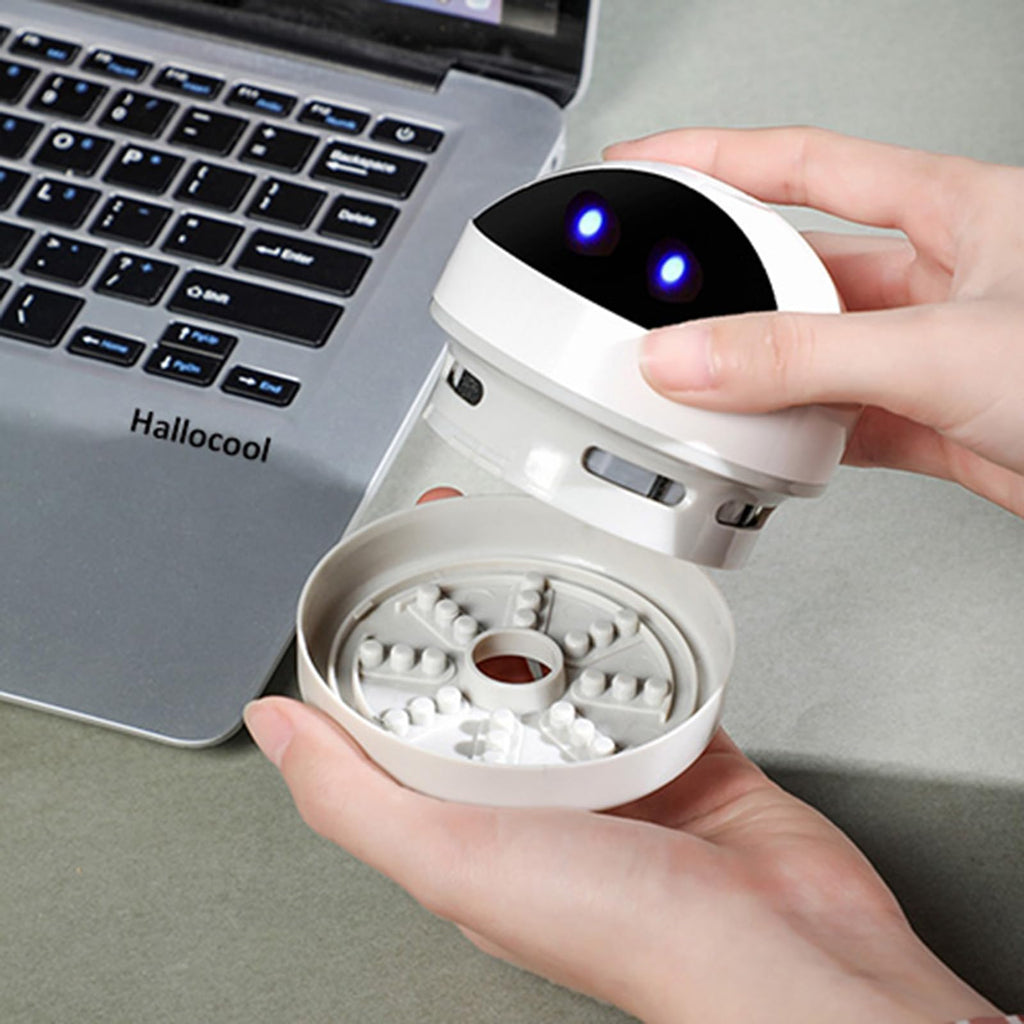 Hallocool Mini Desktop Vacuum Cleaner Robot Vacuum Cleaner for Desktop, Portable Small USB Vacuum Cleaner Quiet Pick up Tiny Items Crumbs Eraser Crumbs Hairs Flakes for Kitchen Piano Keyboard