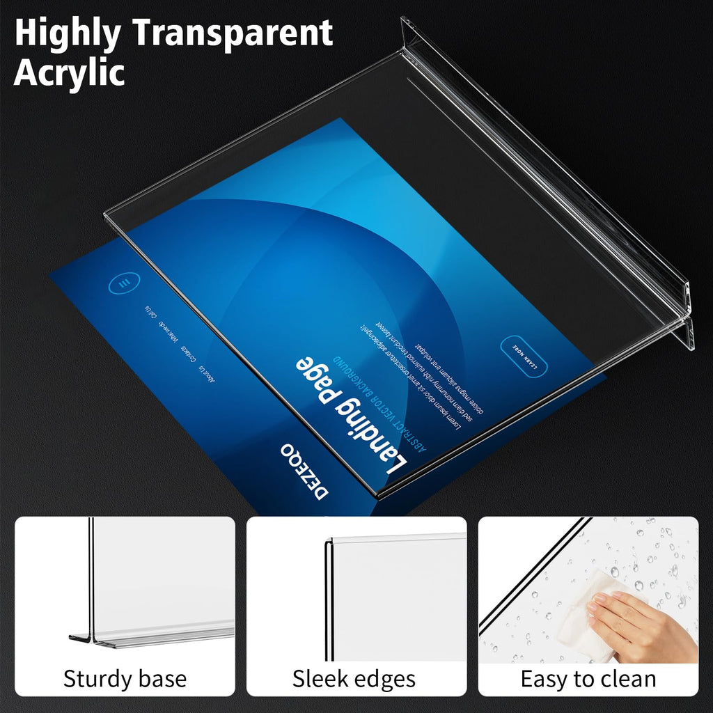 DEZEQO Double-Sided 5 x 7 Acrylic Menu Sign Holder Stand 6 Pack - Highlight Your Menus with Clarity and Style - Perfect for Restaurants, Cafes, and Events - Sturdy and Versatile Display Solution