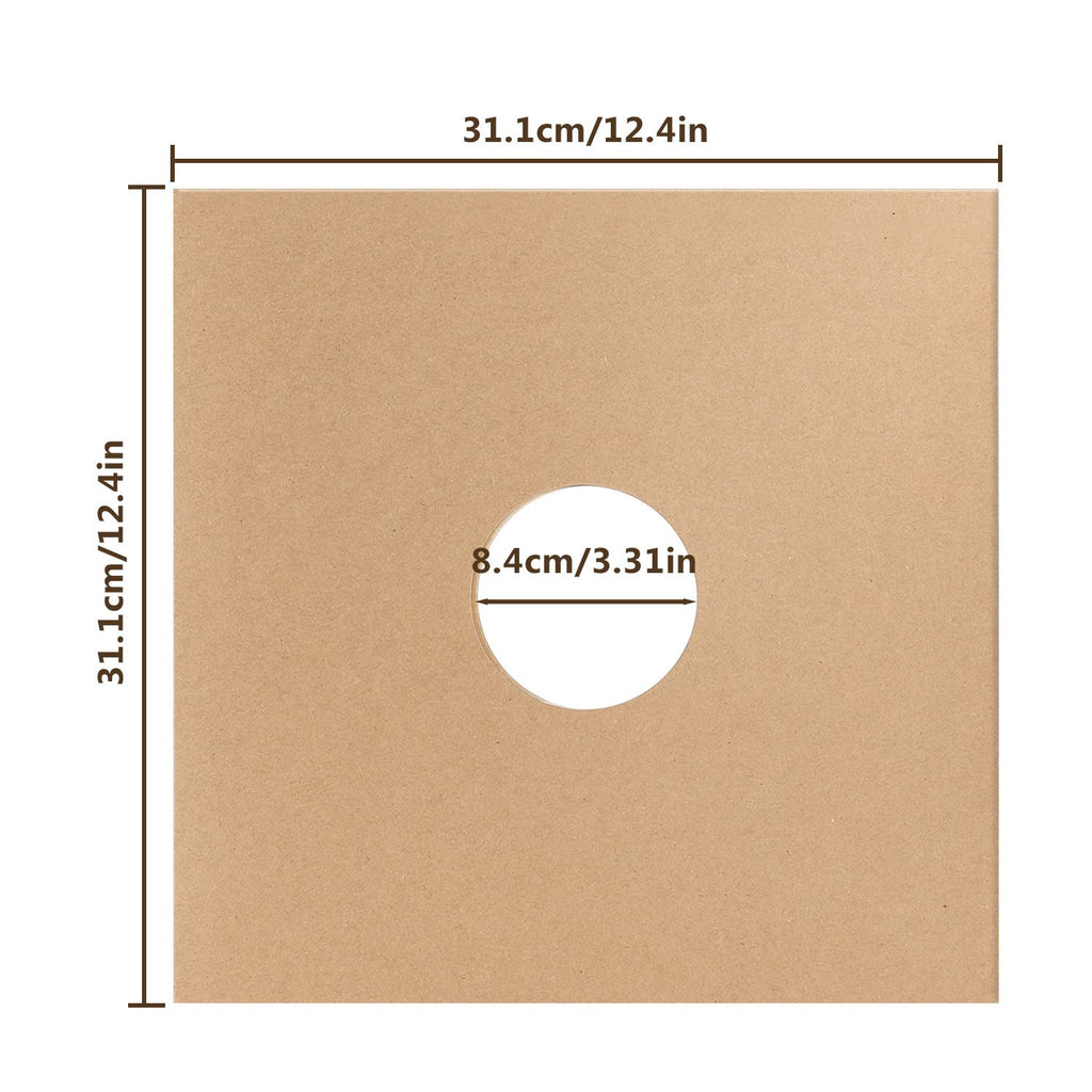 Facmogu 10PCS 12in Vinyl Record LP Jackets, Cardboard Vinyl Record Covers with Kraft Finish, Album Covers (350gsm) Record Jackets, Blank Album Jackets for Vinyl Record Inner & Outer Sleeves (Brown)