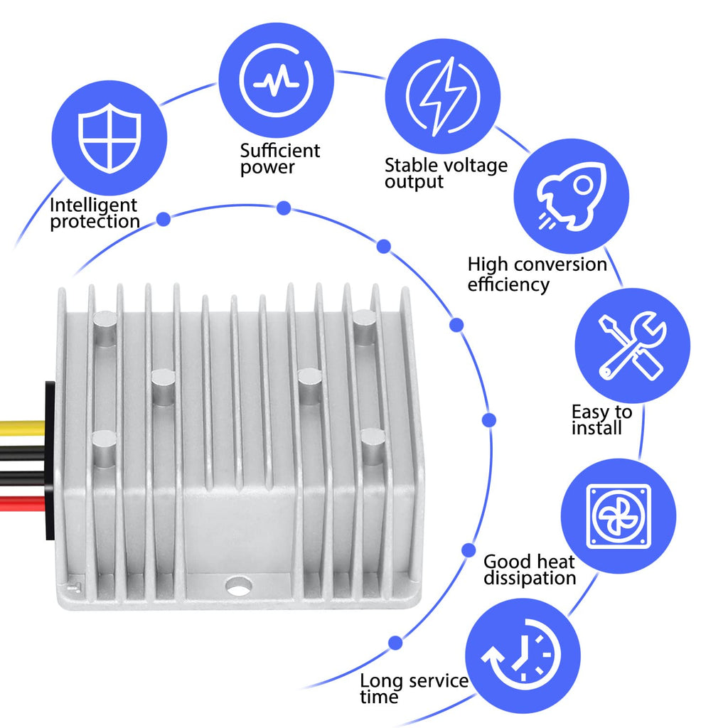 LeMotech DC 48v to 12v Converter 10A 120W Step Down Converter Voltage Reducer IP68 Waterproof Transformer for Golf Cart Truck Boat Vehicle