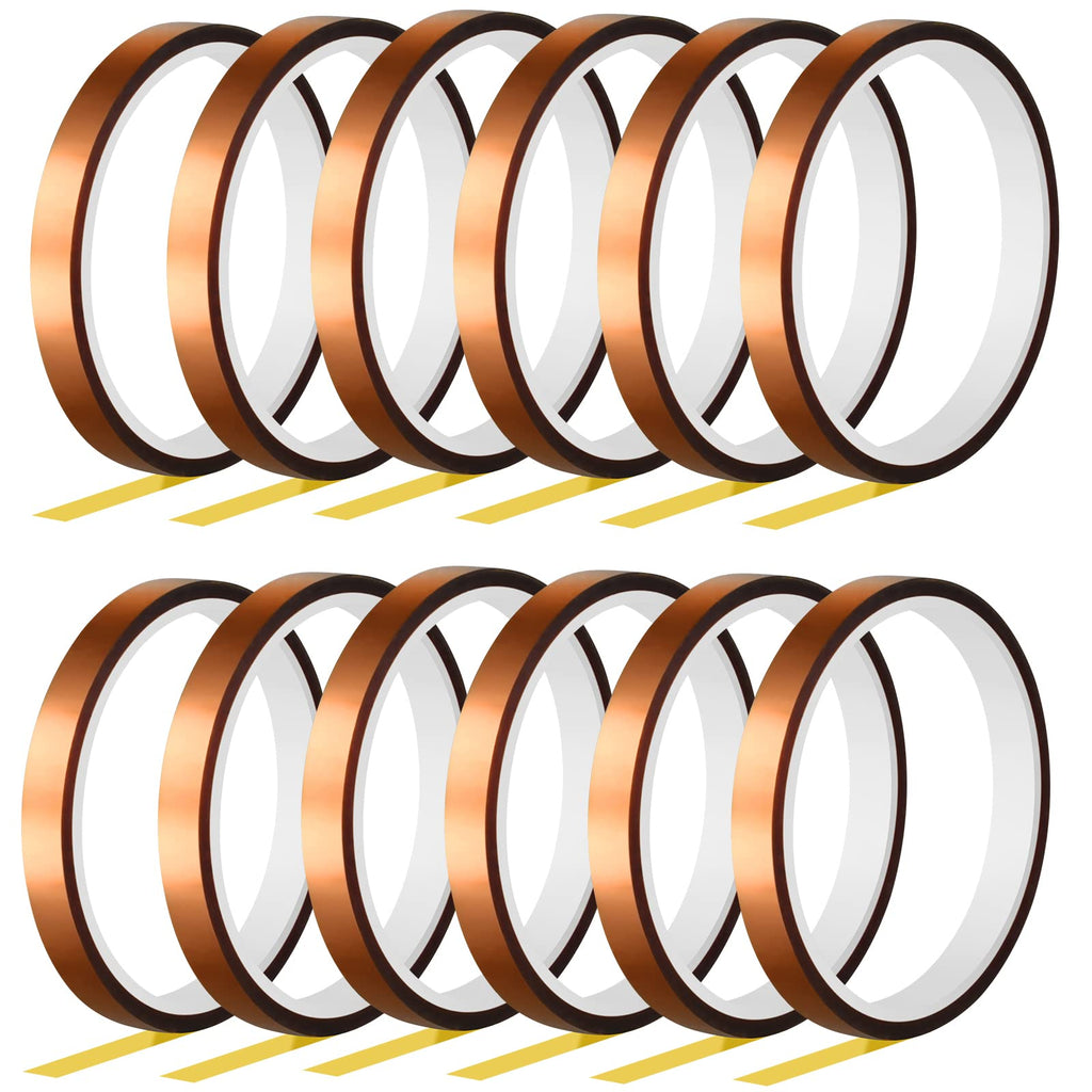 TUPARKA Heat Tape for Heat Press Resistant Temperature Polyimide Tape,Ideal Solution for Heat Transfer,Sublimation,Heat Vinyl Press,3D Printing Electronics,Soldering,Circuit Board and More(12 Rolls)