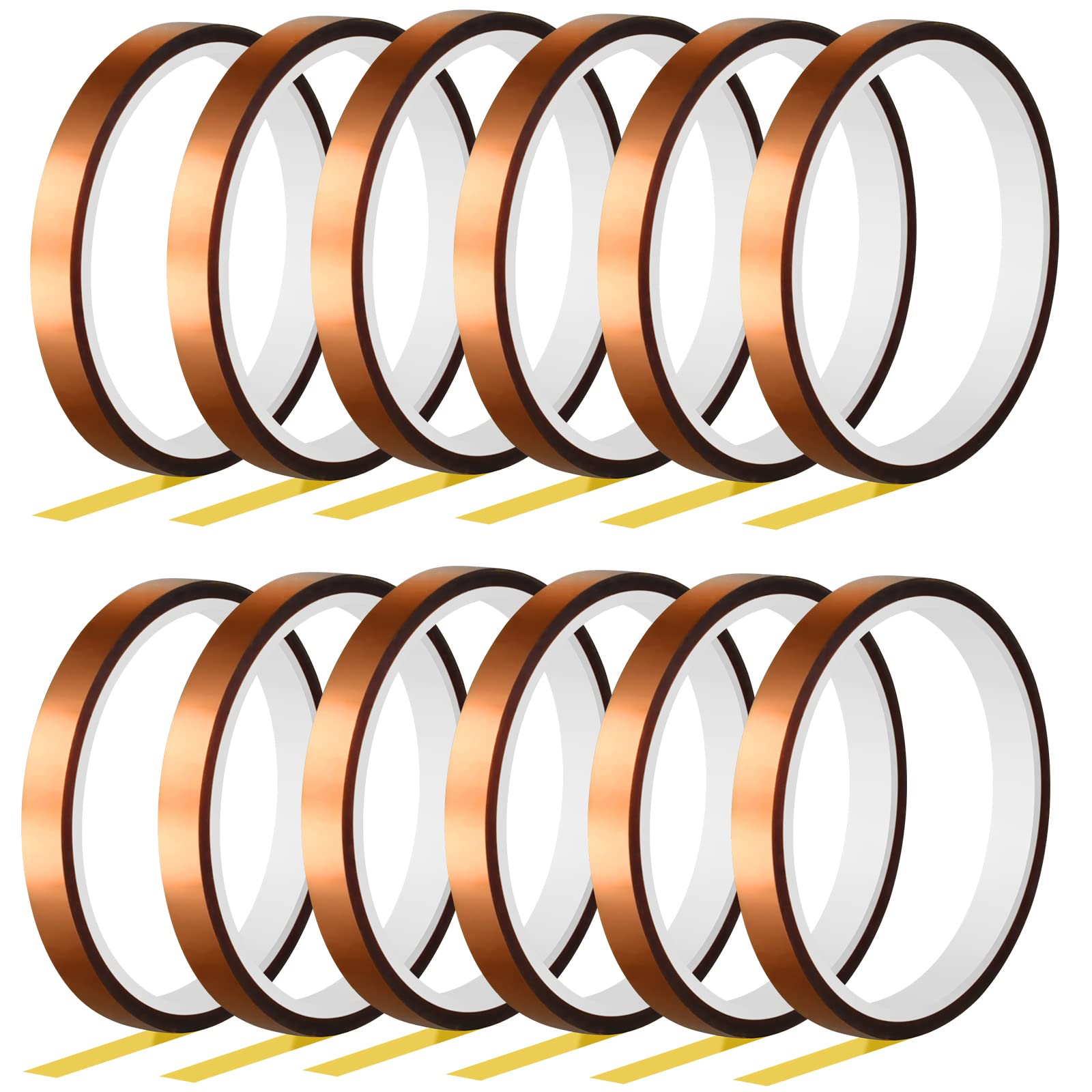 TUPARKA Heat Tape for Heat Press Resistant Temperature Polyimide Tape,Ideal Solution for Heat Transfer,Sublimation,Heat Vinyl Press,3D Printing Electronics,Soldering,Circuit Board and More(12 Rolls)