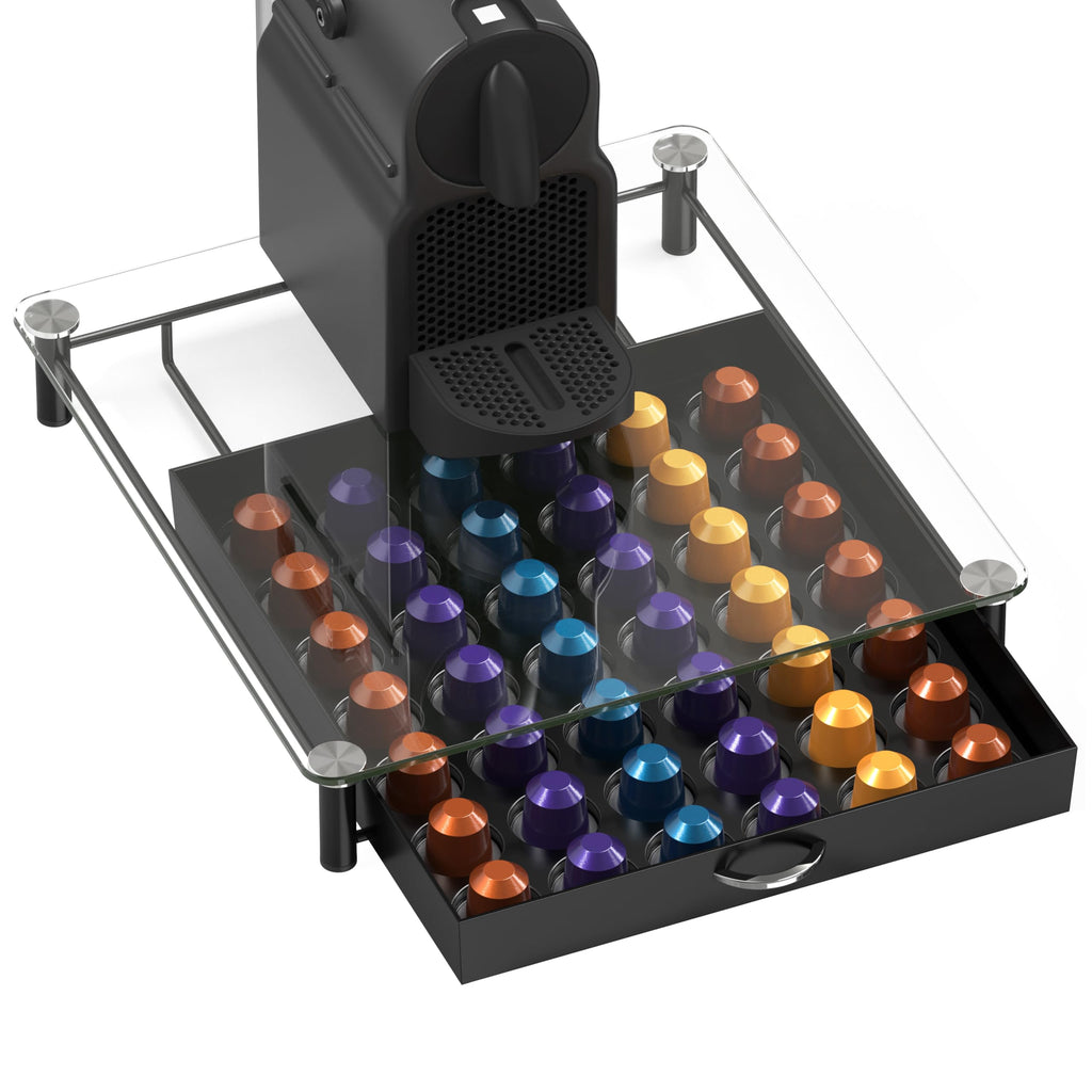 Deco Brothers Tempered Glass Coffee Pod Drawer Compatible with Nespresso Original Line, 42 Capsules