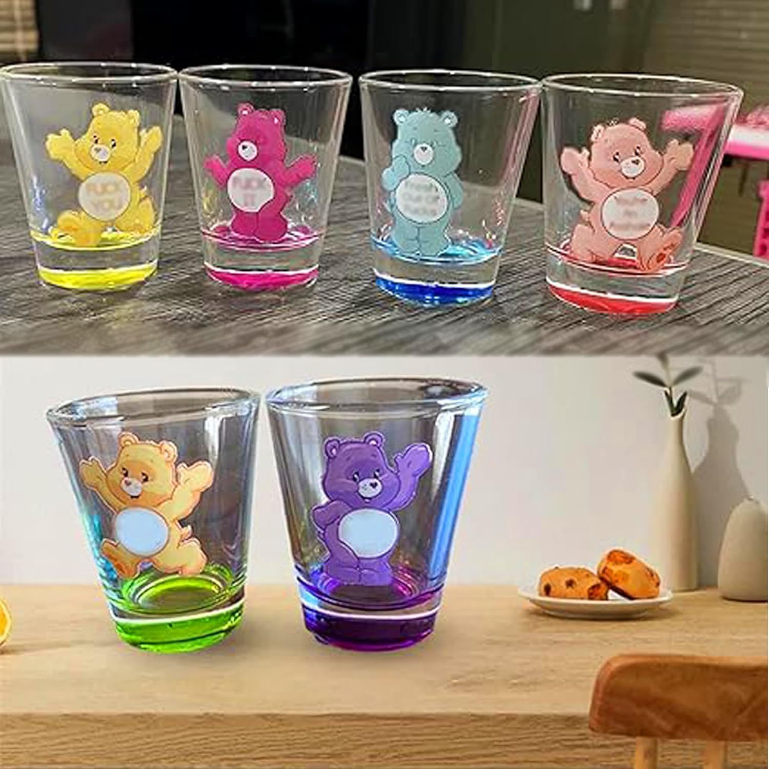 ZENVIVE Swear Bears Shot Glasses, 1.6 oz Insulated Shot Glasses Creative Set for Cocktail, Whiskey, Travel, Bar (6 Pcs)