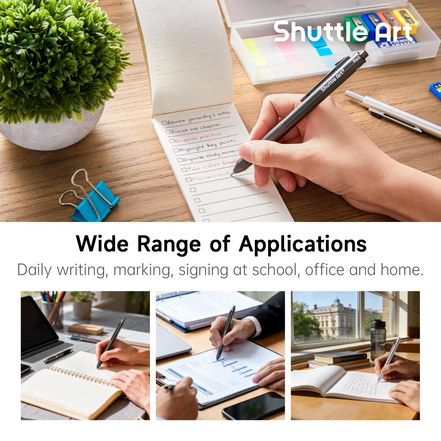 Shuttle Art 4 in 1 Multicolor Pen, 2 Pack Retractable Ballpoint Pens with 1.0mm Black Blue Red Ink and 0.5mm Mechanical Pencil, Multifunction Pens Gift Set for Writing Note Taking School Office Home