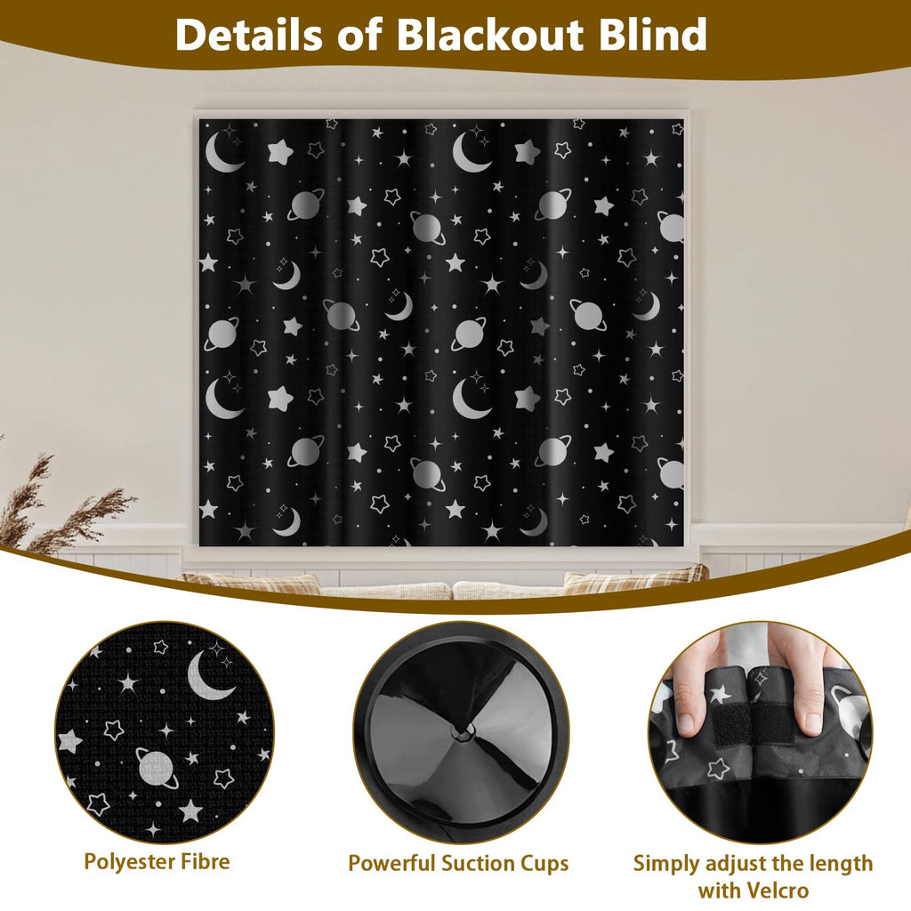 Yelmzir Portable Blackout Blind with Suction Cups, Adjustable Window Black Out Curtains No Drill, Temporary Blackout Window Covering for Bedroom, Travel, RV, 78" x 51"
