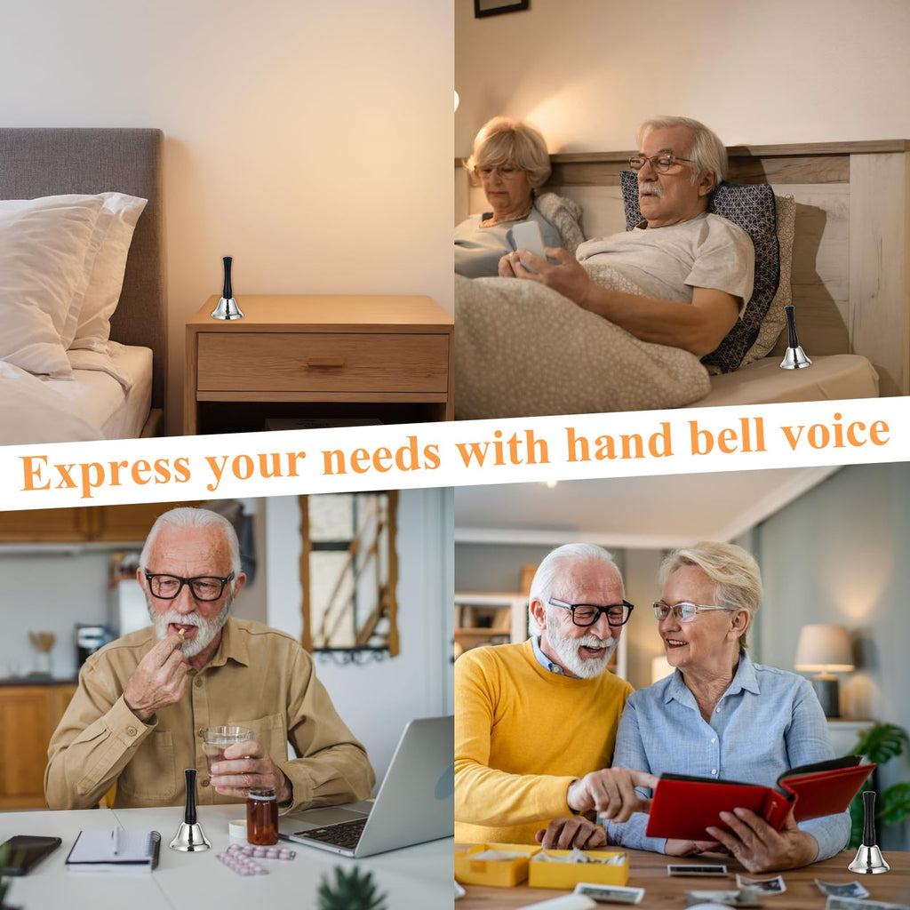 CYEAH Hand Bell, 12PCS Silver Steel Service Bell Call Bell Dinner Bell for Wedding, Service, Game, Alarm, Jingles (Silver)