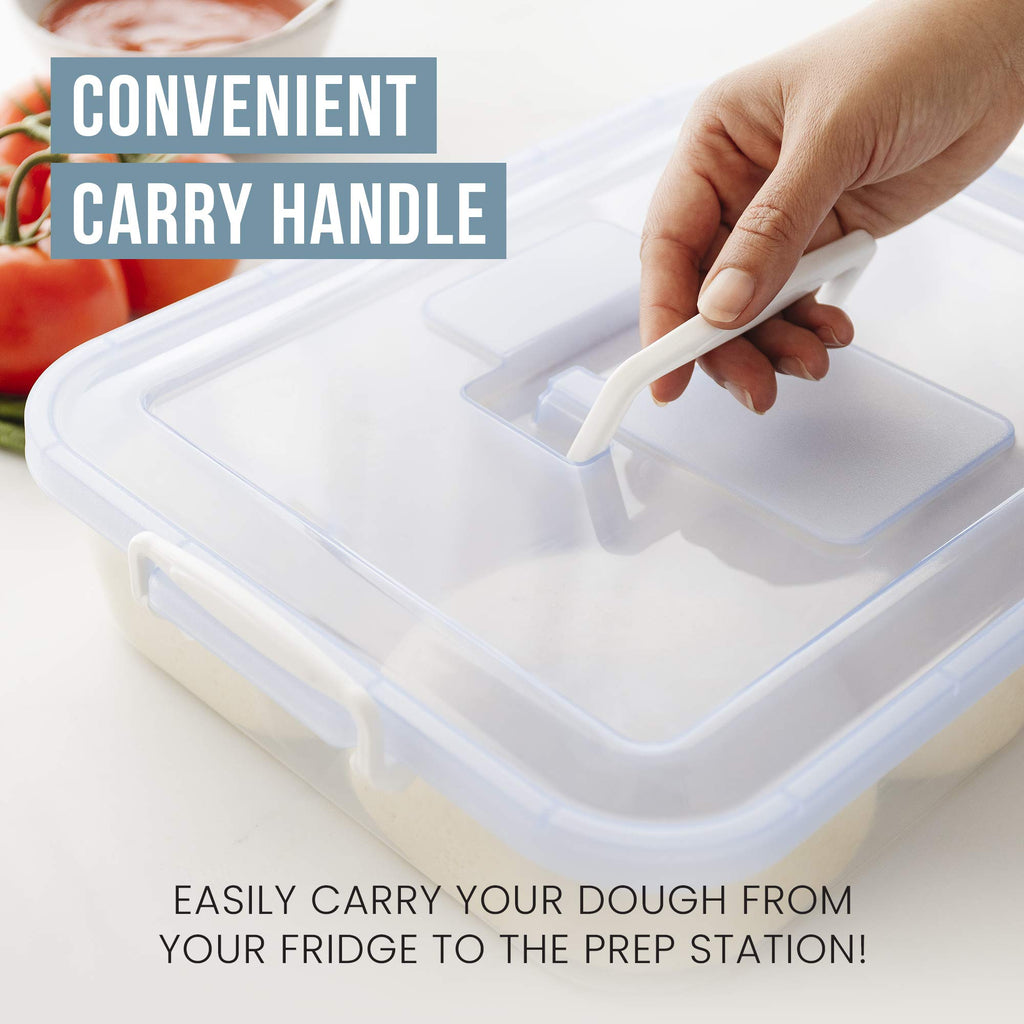 Chef Pomodoro Pizza Dough Proofing Box, Pizza Dough Container, Household Pizza Dough Tray With Convenient Carry Handle (Blue)