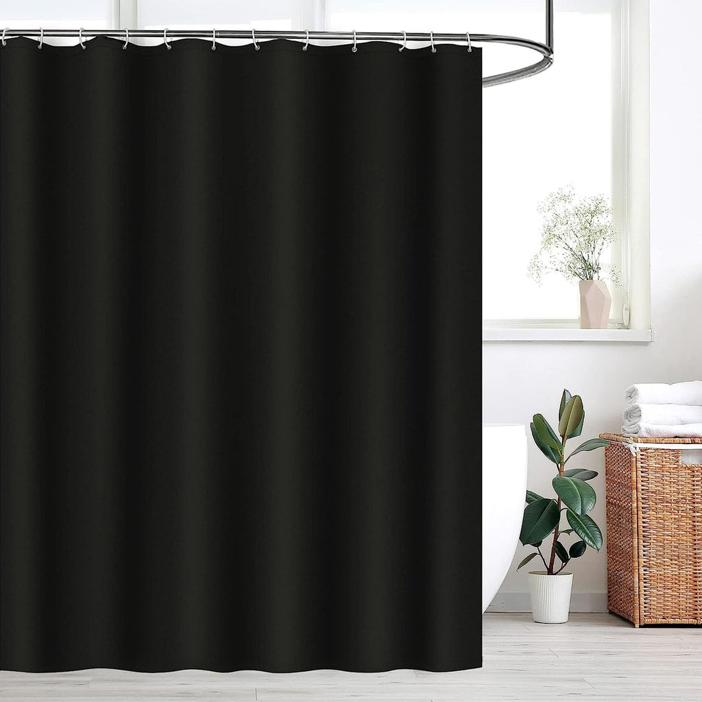Keliniz Fabric Black Shower Curtain Liner 72x72 Inches Long,Washable Soft Cloth Bathroom Curtain with 12 Hooks, Decorative Luxury Spa Shower Liner,Water Repellent,Wrinkle-Free, 183x183CM