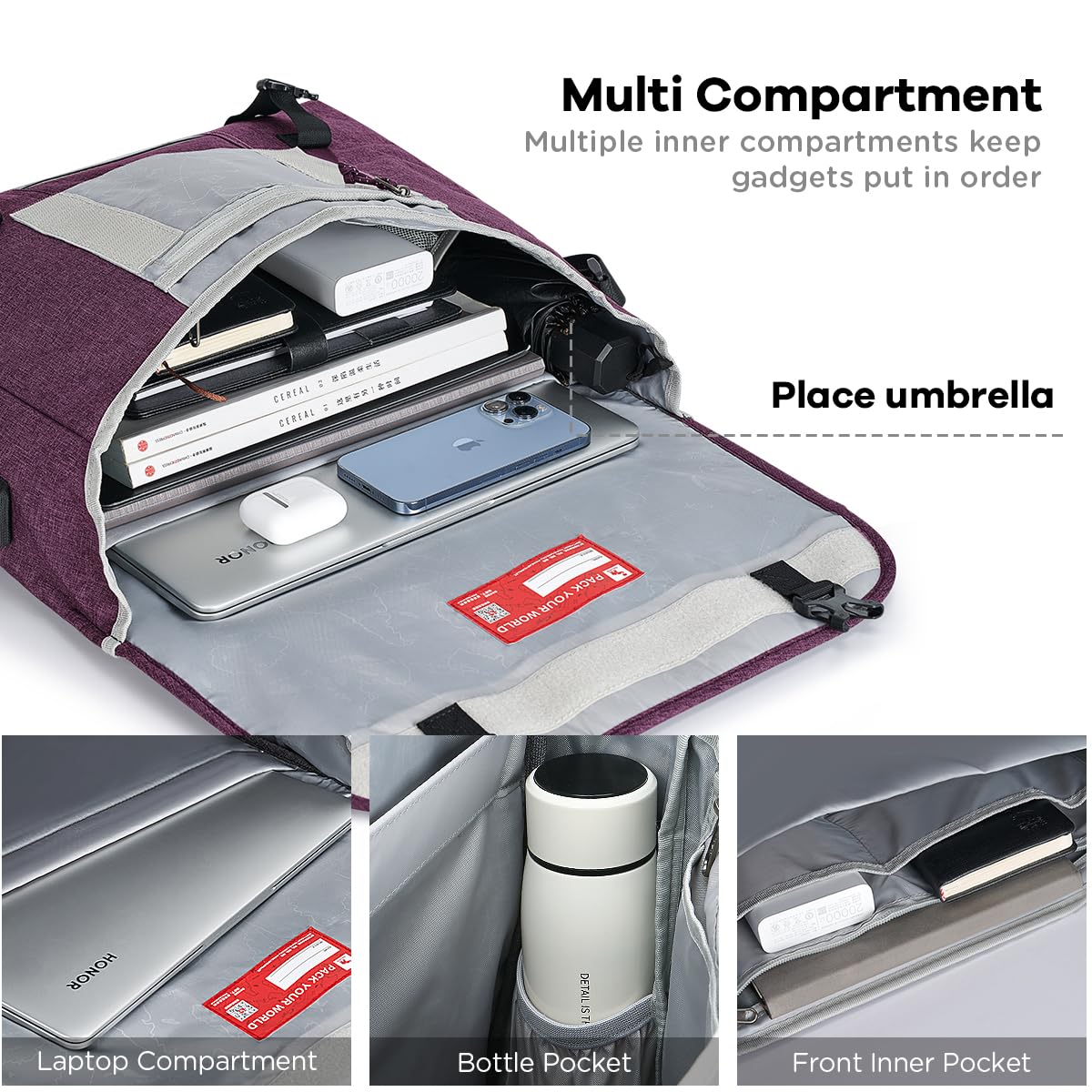 OIWAS Messenger Bag - 14 Inch Messenger Bags Men, Messenger Bag for Women, Lightweight Water Resistant Computer Bag, College Book Bag