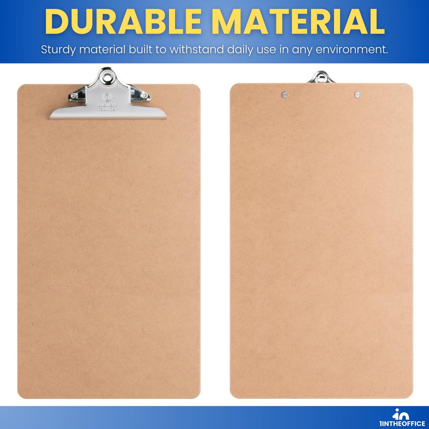 1InTheOffice Legal Size Clipboard, Heavy Duty Clipboard, Hardbound, Brown, 9x15.5 (3 Pack)