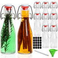 5 oz Flip Top Glass Sauce & Liquor Bottles - 150 ml Glass Spirit Bottles, Clear Small Bottle for Kitchen, Home Brewing Wine&Juicing Containers for Bordeaux Wine, Beverage [10 Pack]