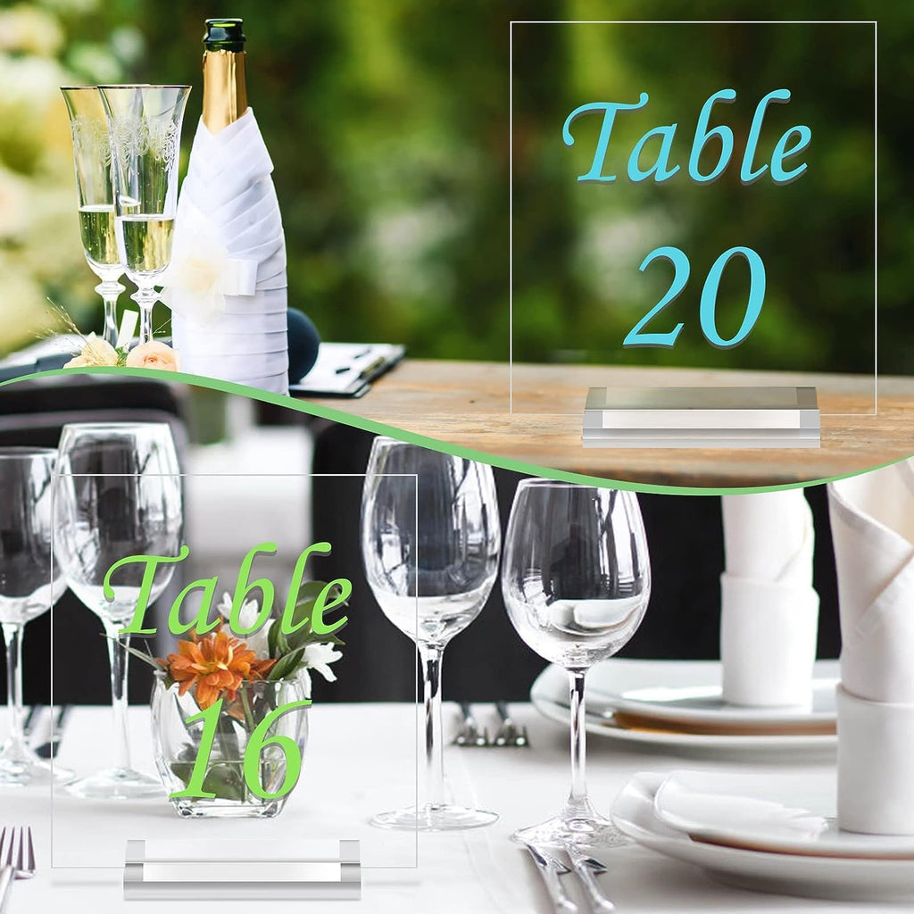 Langaelex 10 Pieces 2" x 3" Clear Acrylic Stand, 1/8 inches slot, Wedding Sign Holders