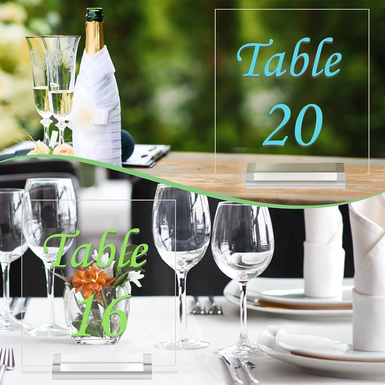 Langaelex 10 Pieces 2" x 3" Clear Acrylic Stand, 1/8 inches slot, Wedding Sign Holders