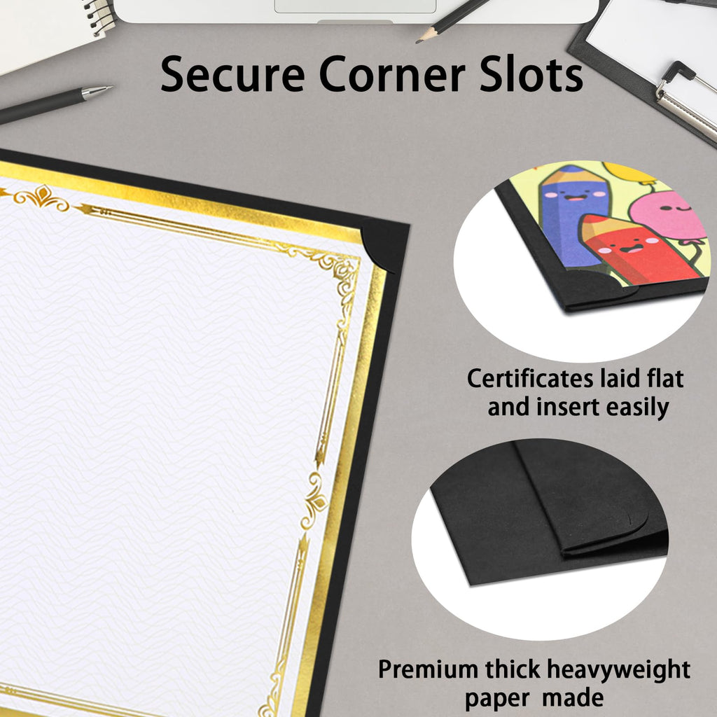 Award Single Sided Certificate Holders, 48Pack Certificate Holders Diploma Covers for Graduation, Employee Appreciation, Certifications, Fits 8.5x11 Inches Award Certificate Papers(Black)