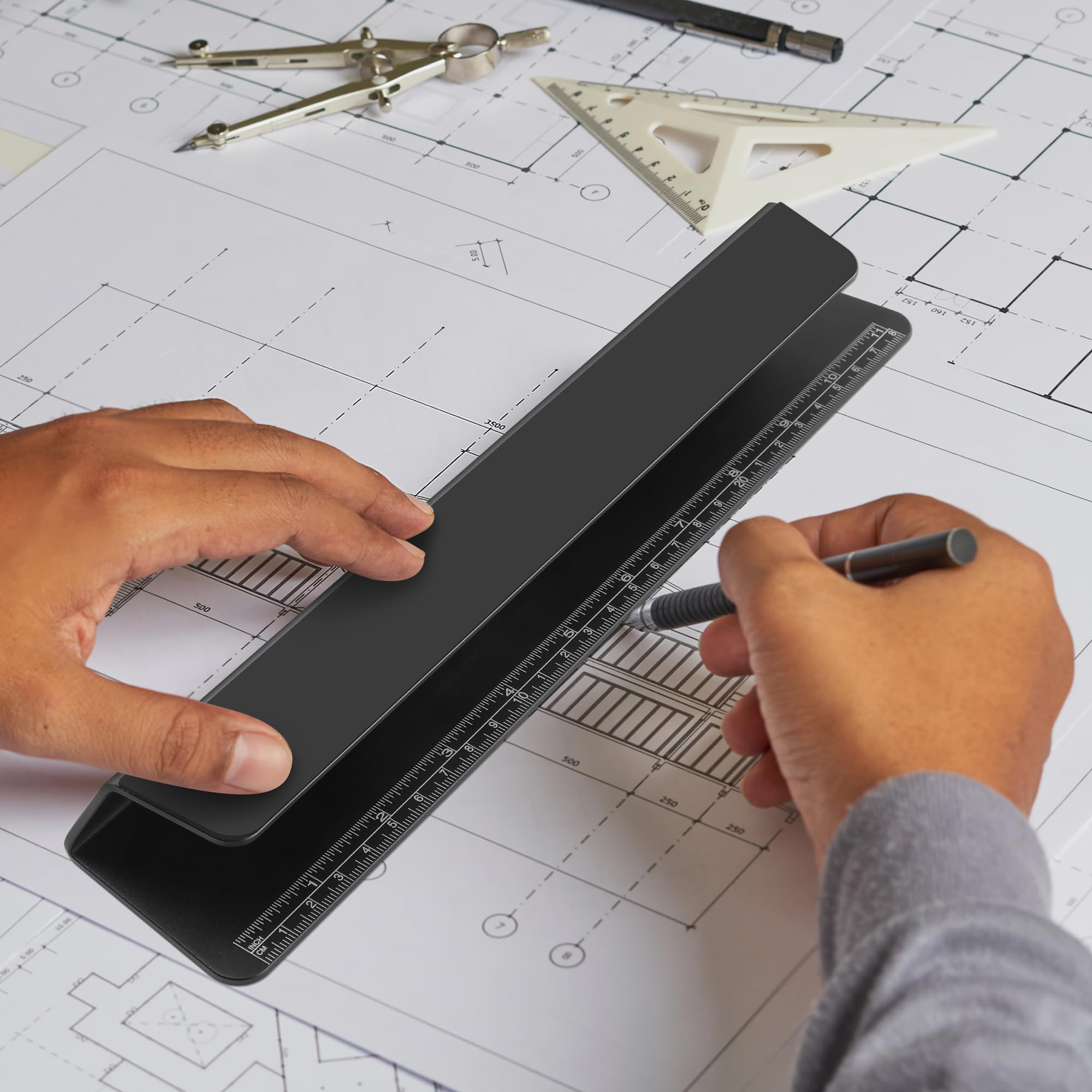 Psitek Laptop Cooling Stand Aluminium- Improved Cooling, Ergonomics, Stability, and Versatility - Compatible with MacBook and All Laptop, with Ruler