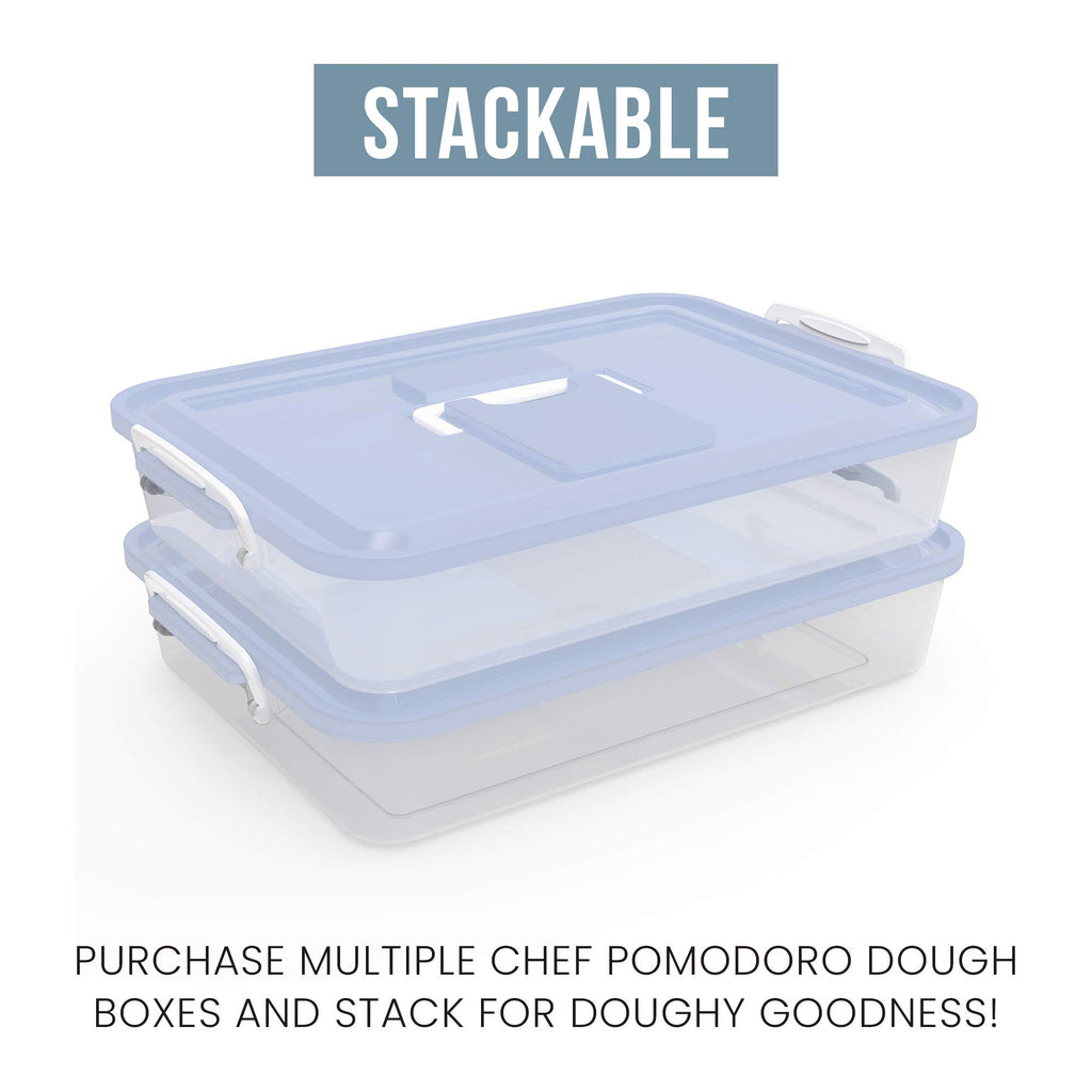 Chef Pomodoro Pizza Dough Proofing Box, Pizza Dough Container, Household Pizza Dough Tray With Convenient Carry Handle (Blue)
