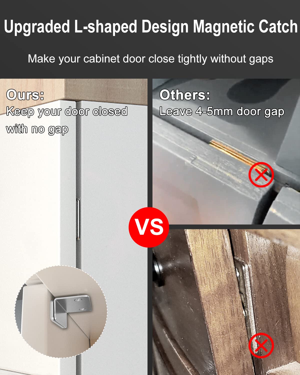 Magnetic Door Catch L-Shaped Jiayi 4 Pack Ultra Thin Cabinet Door Magnetic Catch for Drawer Magnets Adhesive Cabinet Latch Magnetic Closures for Kitchen Closet Door Closing Magnetic Catch Closer