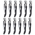 RECUTMS Corkscrew 12 Packs Wine Opener Keys Bulk Stainless Steel Fold Beer or Bottle Openers Serrated Foil Cutter, Perfect for Bars Restaurants Family Company Party (Black)