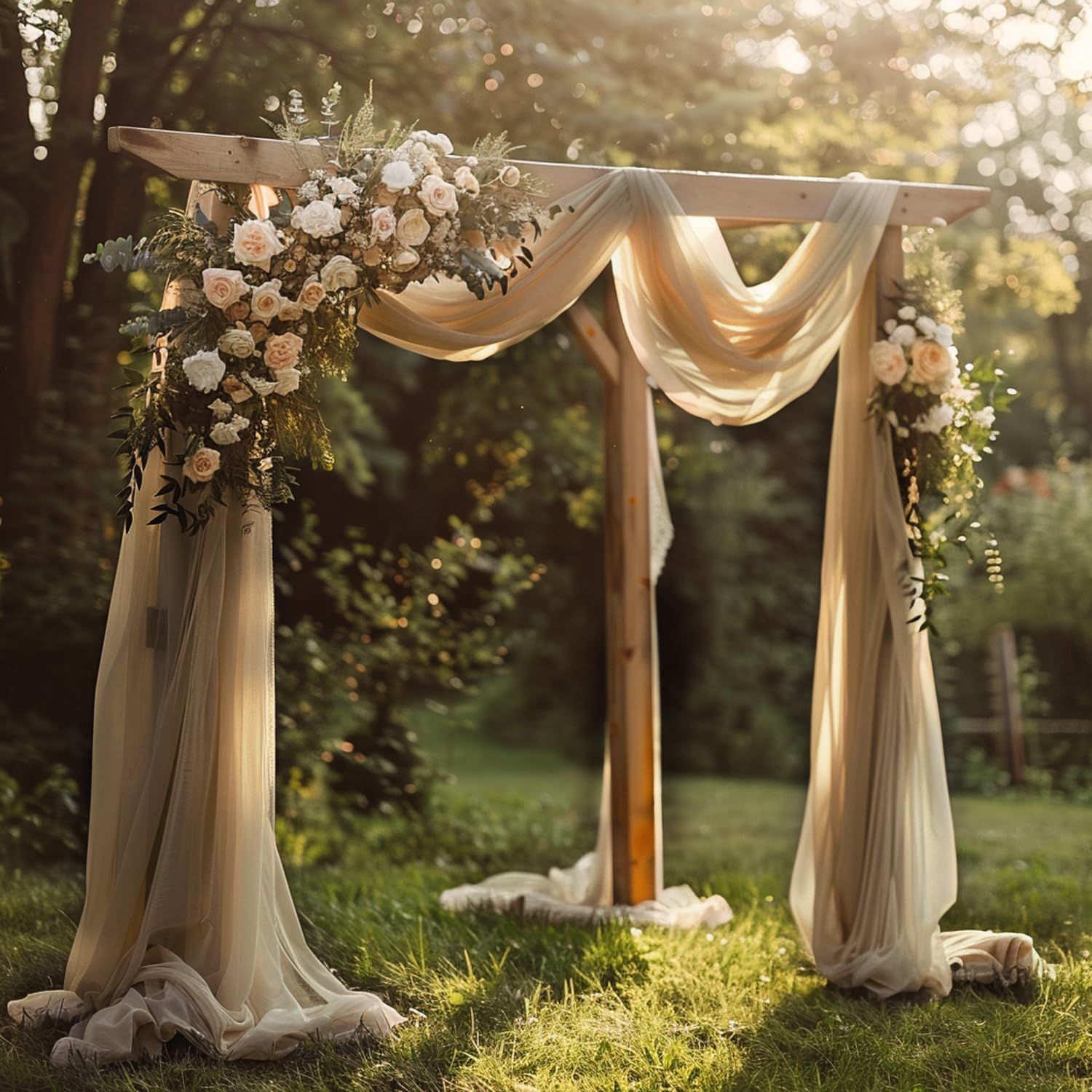 Wokceer Wedding Arch Draping Fabric Nude 28.7" x 20FT Sheer Fabric Drapes Backdrop Arch Draping Fabric for Wedding Ceremony Birthday Party Bridal Shower Decoration