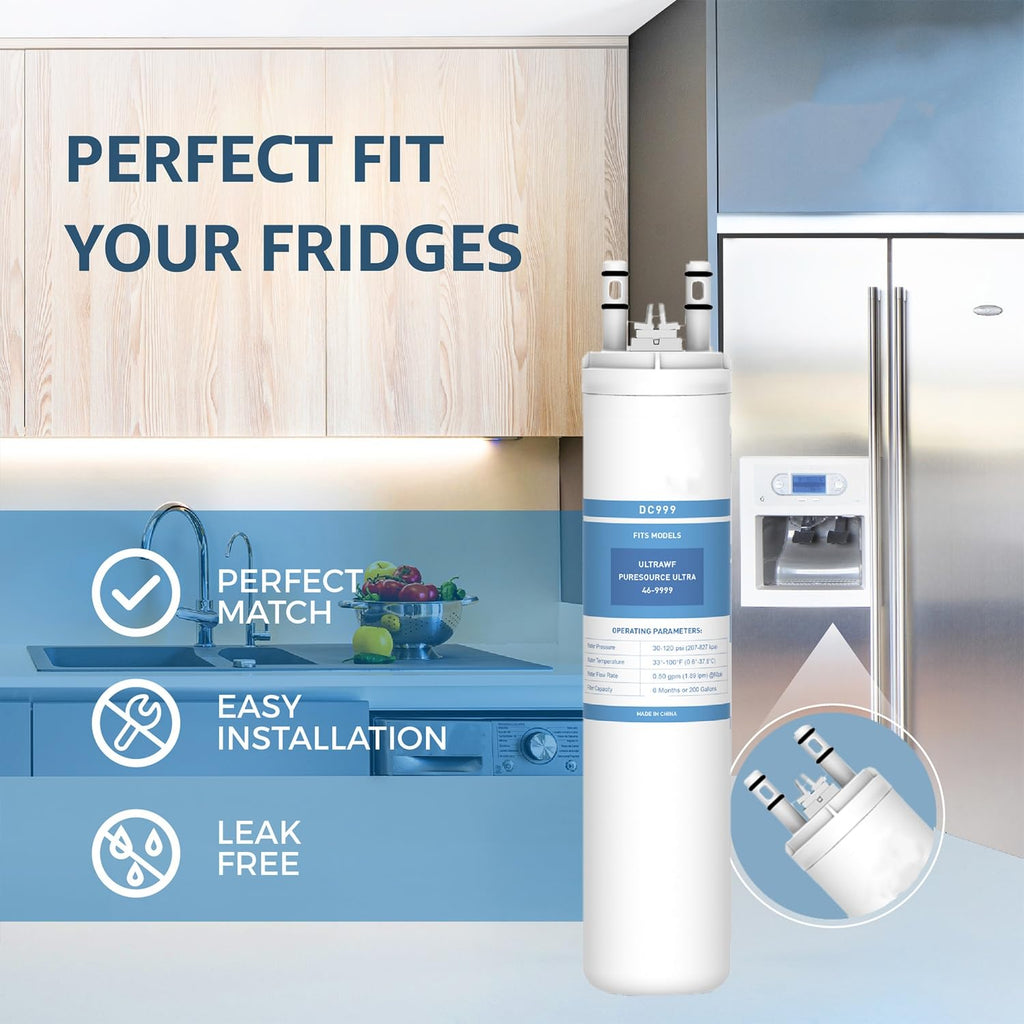 Compatible with ULTRAWF, Puresource Ultra, Kenmore 9999, 469999, A0094E28261, 242017801, 242017800, Refrigerator Water Filter, Height 11 inches, 3 Pack