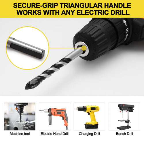 12-PCS Masonry Drill Bit Set & Concrete Drill Bit Set, 1/8 to 1/2 inch Professional Carbide Drill Bits Tip for Glass, Tile, Brick, Cement Concrete Plastic Wood etc. Masonry Drill Bits Set by DYRECELVE