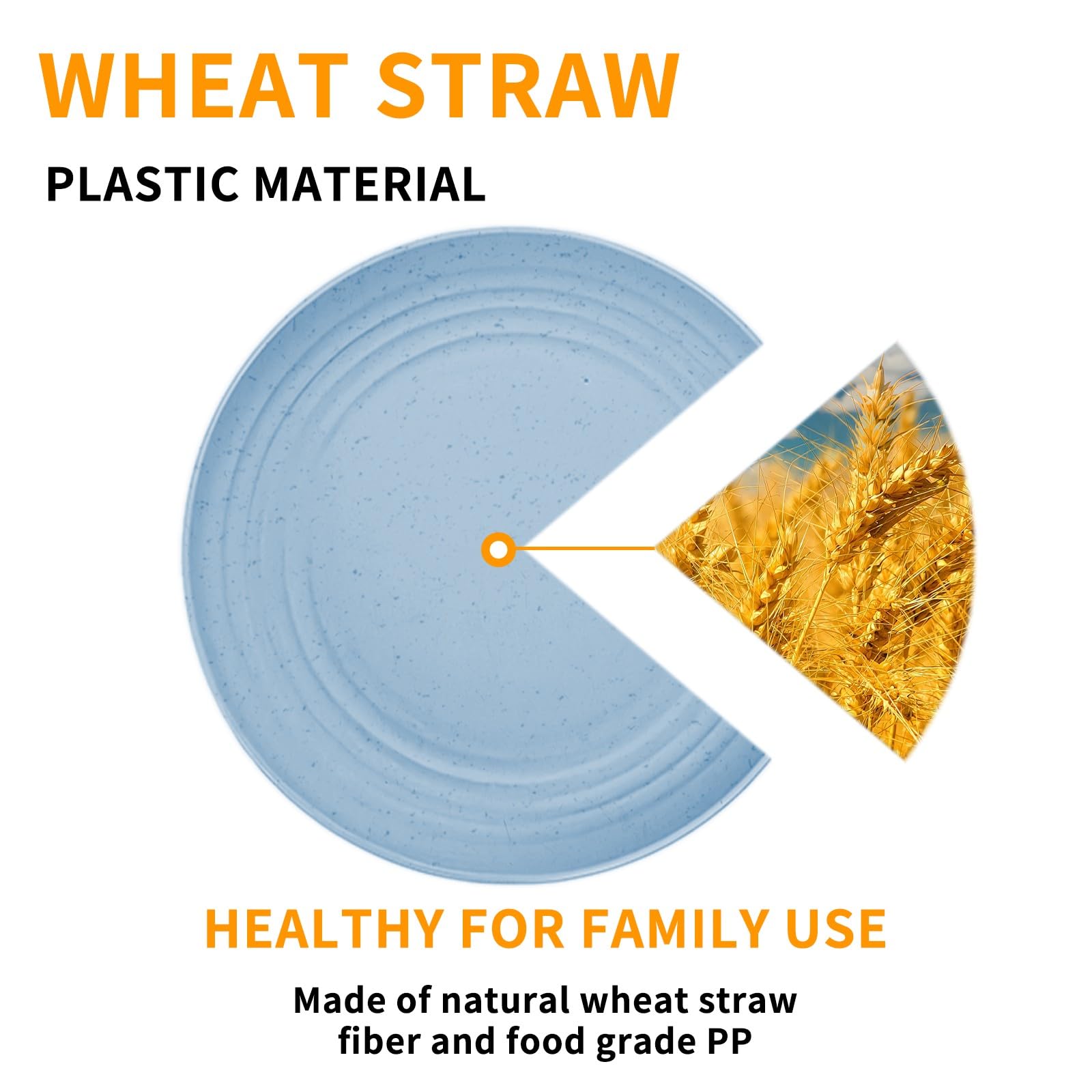 Wheat Straw Plates, 10 Pack 9 Inch Unbreakable Dinner Plates, Dishwasher Microwave Safe Reusable Plates for Camping, Party