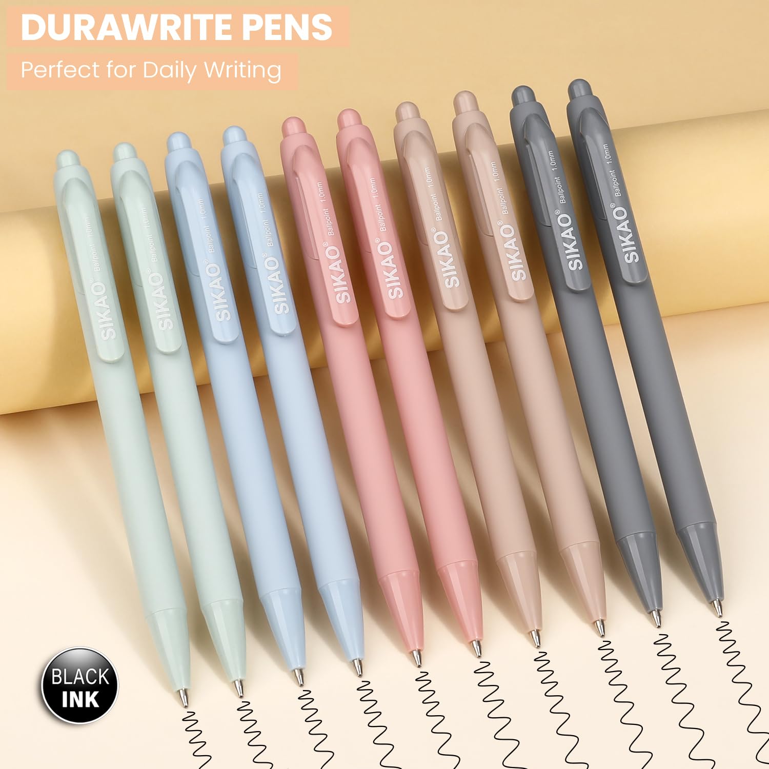 Morandi Pens Bulk, 60 Pack Retractable Ballpoint Pens Black Ink 1.0mm Medium Point, Aesthetic Bulk Pens for Smooth Writing, Cute Muted Multi-Color Set for School Supplies, Teachers & Office Front Desk