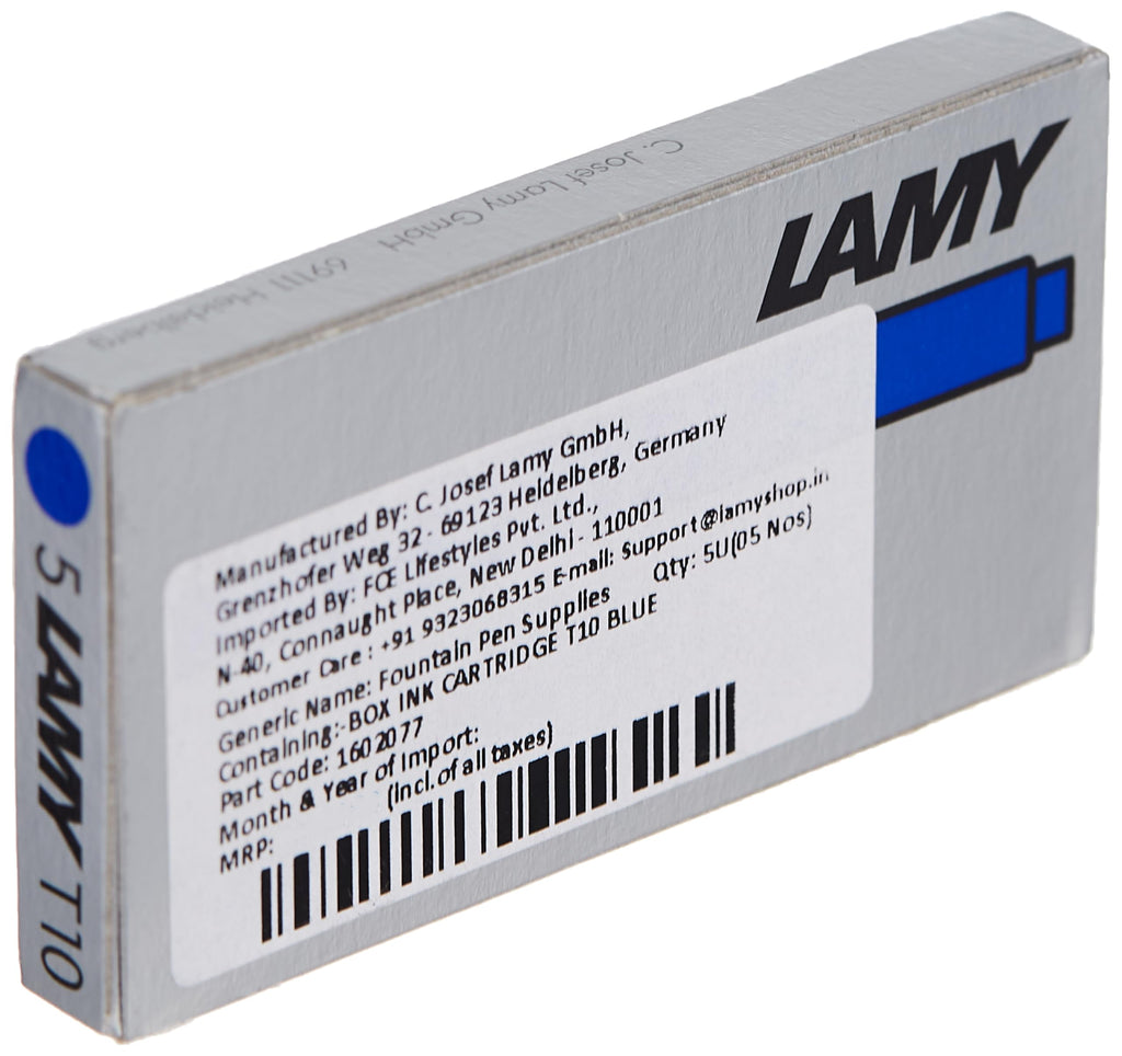 Lamy Fountain Pen Ink Cartridges, Blue Ink, Pack of 20 (LT10BLB)