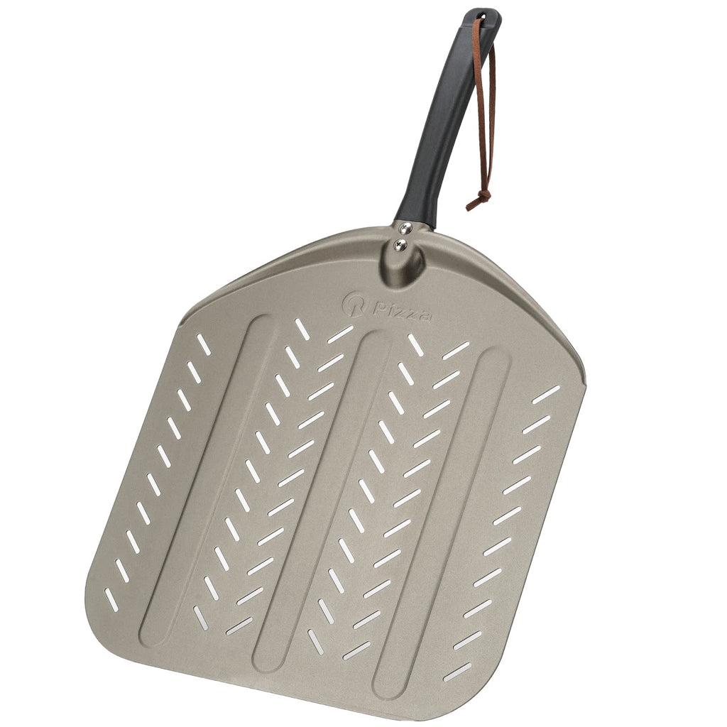 Q Pizza Pizza Peel, 12" Perforated Metal Pizza Paddle for Grill Oven - Pizza Spatula for Baking Bread Pastry Dough Pie Cake, Aluminum, PT201