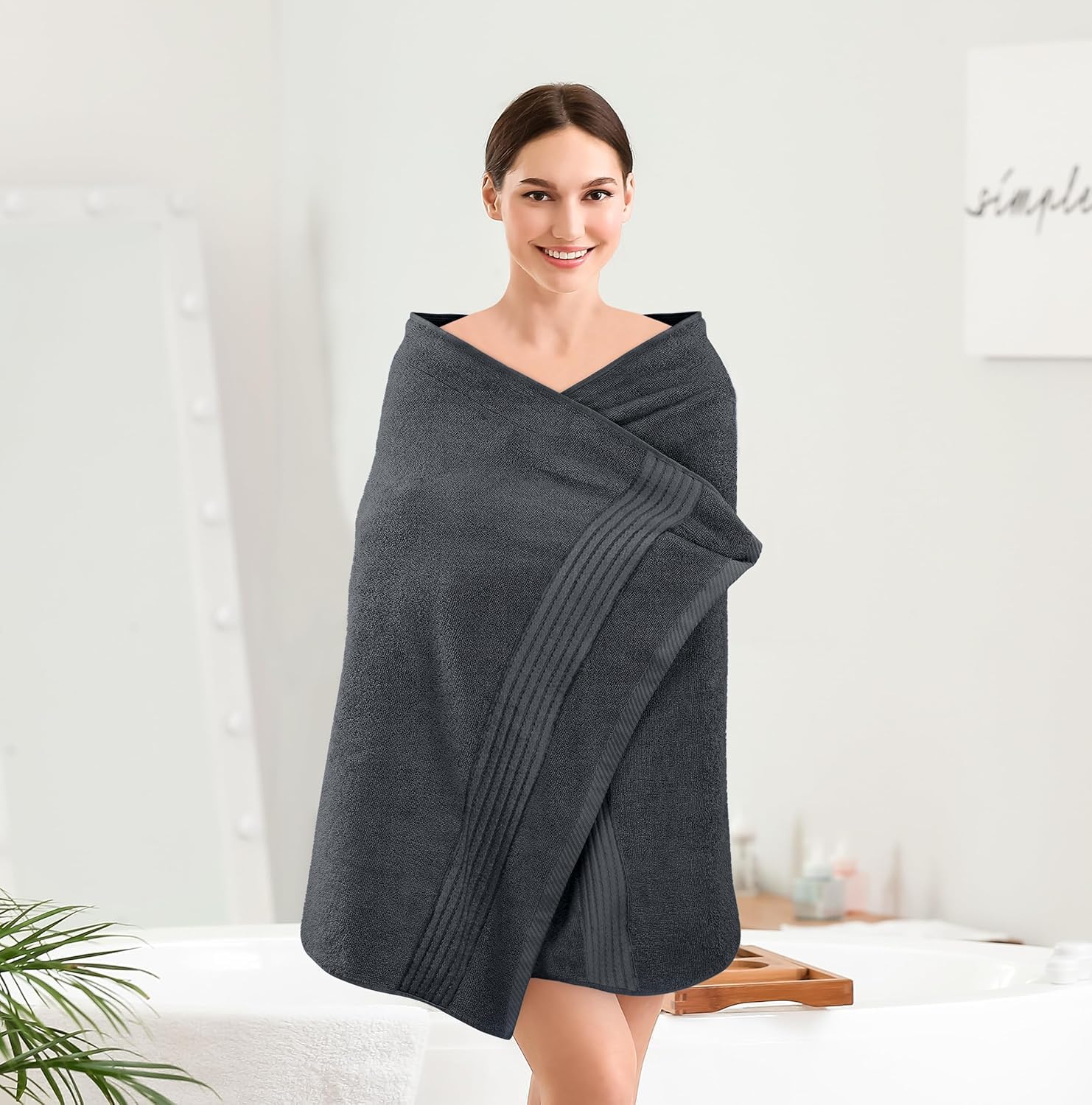 Utopia Towels Premium 100% Combed Ring Spun Cotton Bath Towels, Ultra Soft and Highly Absorbent, 27 by 54 inches, Large Bath Towels, 4 Pack, Grey