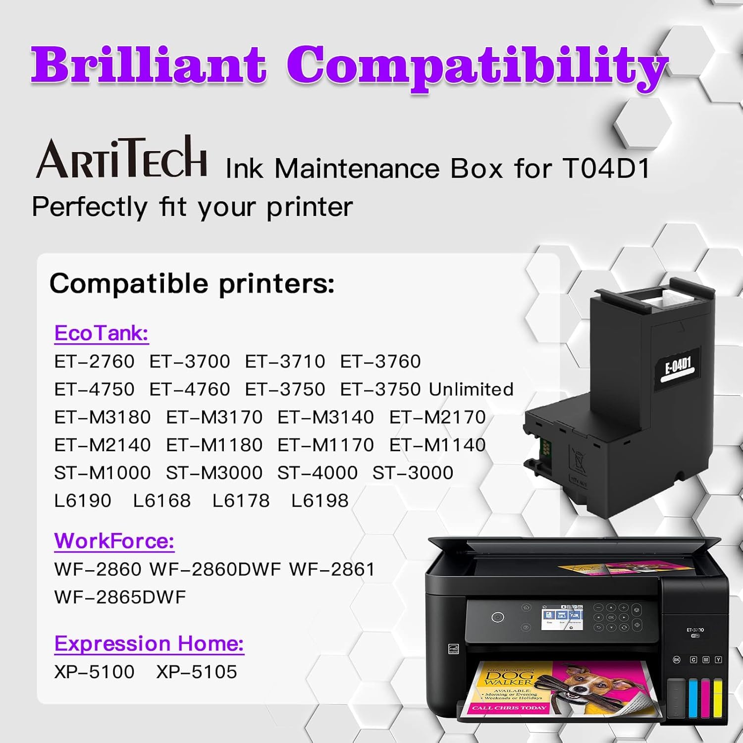 ARTITECH T04D1 04D1 Ink Maintenance Box Waste Ink Tank Remanufactured for EcoTank ET-15000 ET-2760 ET-3760 ET-4760 ET-3750 ET-4750 ET-5150 Workforce WF-2860 Expression XP-5105 XP-5100, 2 Pack