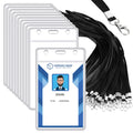 E&EY 50 Sets Clear Plastic Name tag Holder with Lanyard, Flat lanyards Bulk with ID Card Badge Holder Name Badges (Vertical)