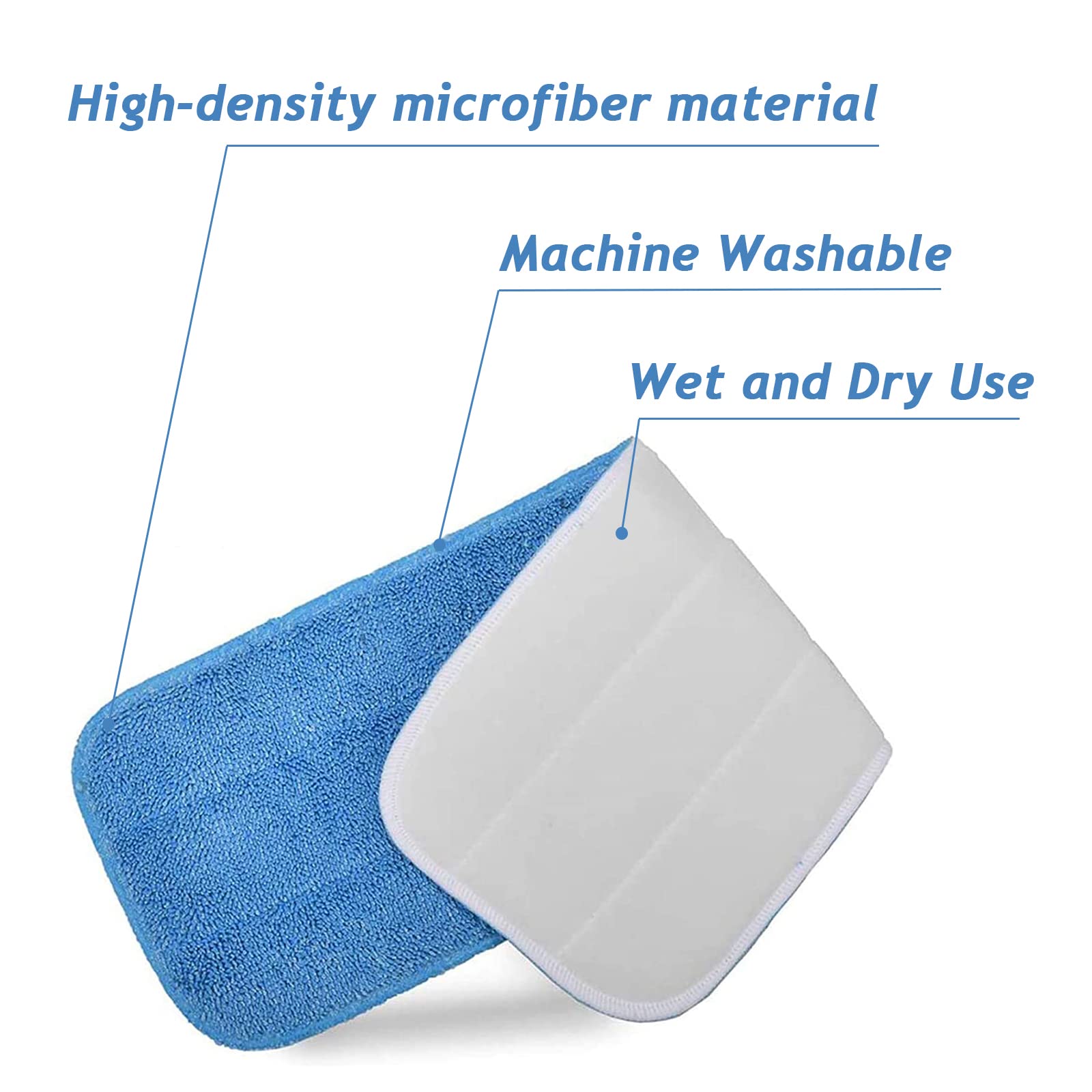 Microfiber Mop Pads, 18.5 x 6.3 Inch Reusable and Washable Spray, Wet and Dry Household Replacement, Set of 12(Colorful)