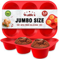 Walfos Silicone Jumbo Muffin Pan Set- 6 Cup Large Silicone Cupcake Pan, BPA Free Silicone Perfect for Egg Muffins, Big Cupcakes - Non-Stick and Dishwasher Safe, Set of 2