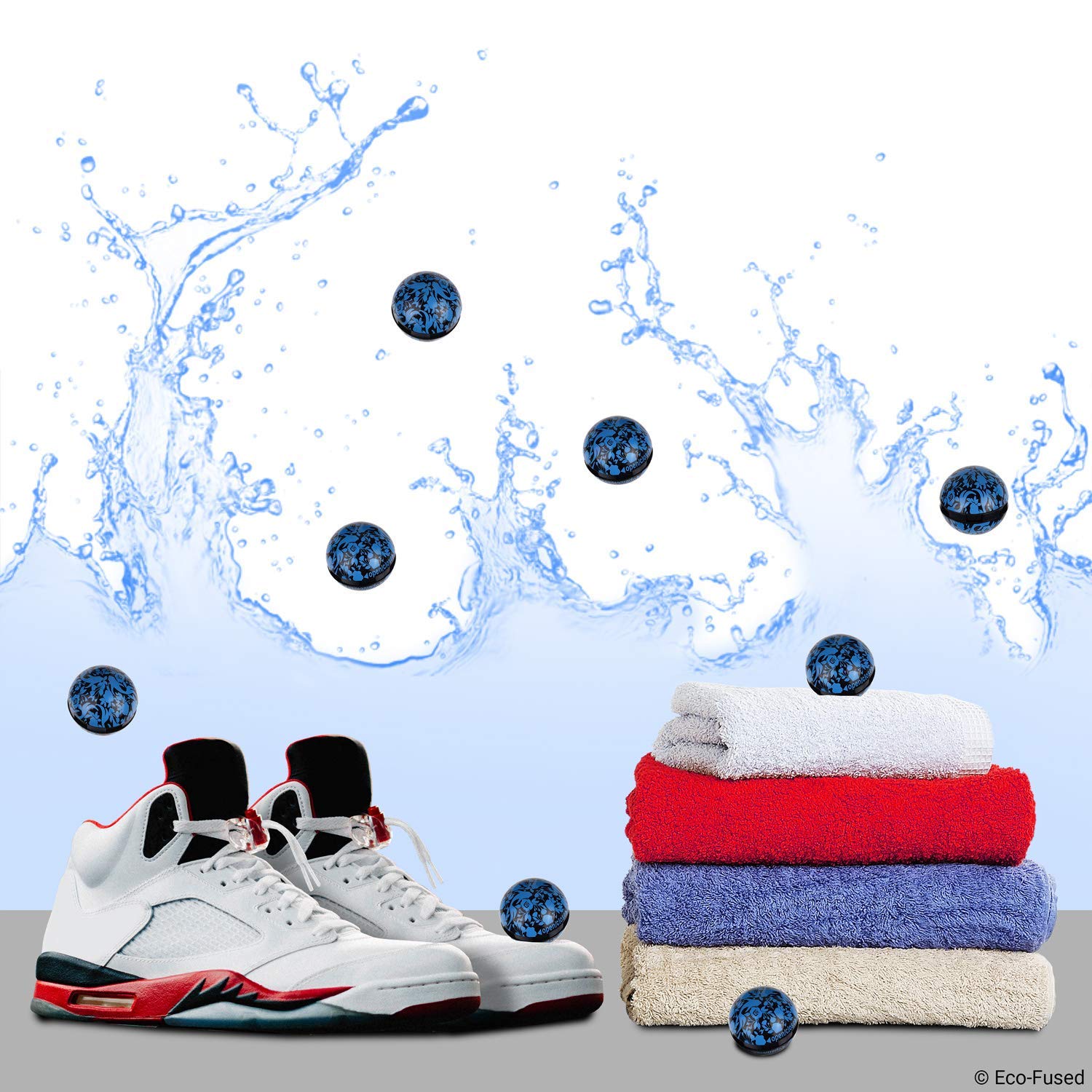 Eco-Fused Deodorizing Balls for Sneakers, Lockers, Gym Bags - 8 Pack - Neutralizes Sweat Odor - Also Great for Homes, Offices and Cars (Ocean Fresh - 8 Pack)
