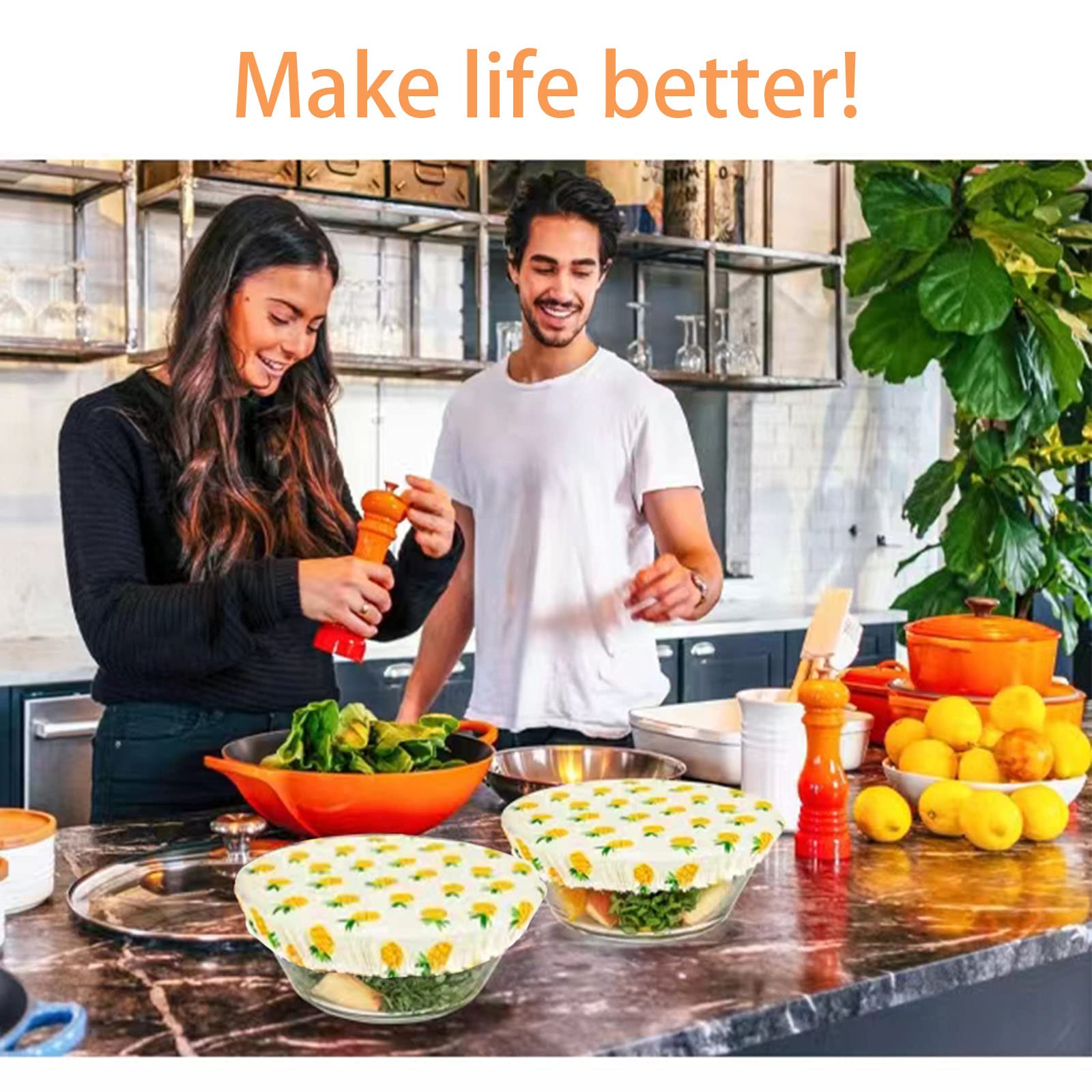 10 Pieces 5 Size Bowl Covers Reusable Elastic Food Storage Cover Stretchy Fabric Cloth Bowl Covers Dish Covers Dough Covers for Resting for Food, Fruits, Leftover (Summer Style)