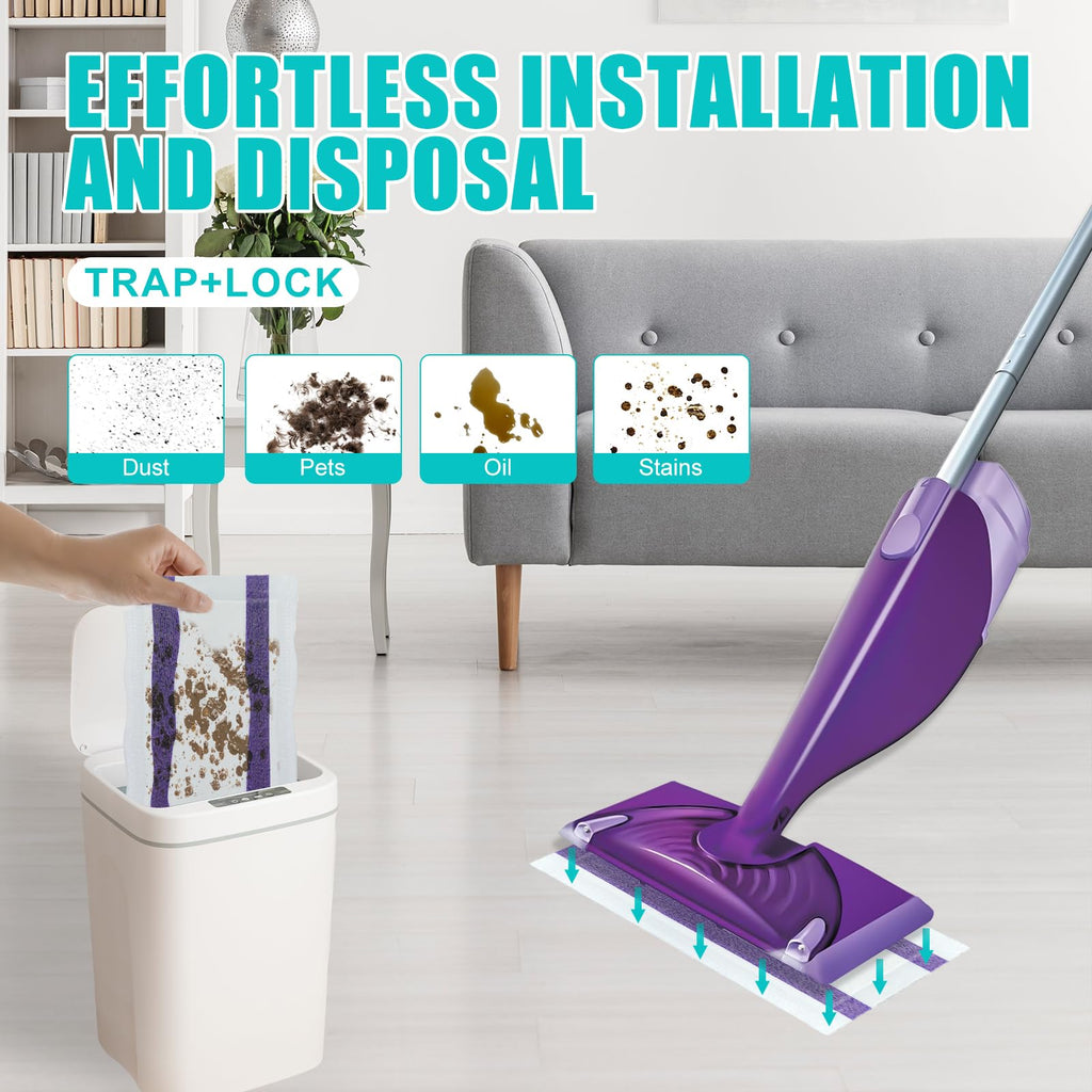 30 Count Disposable Wetjet Pads Refills for Swiffer Wet Jet,Spray Wet Pads Refill, Heavy Duty Mop Pad Refills,All Purpose Multi Surface Floor Cleaning, Thickness&Absorbent
