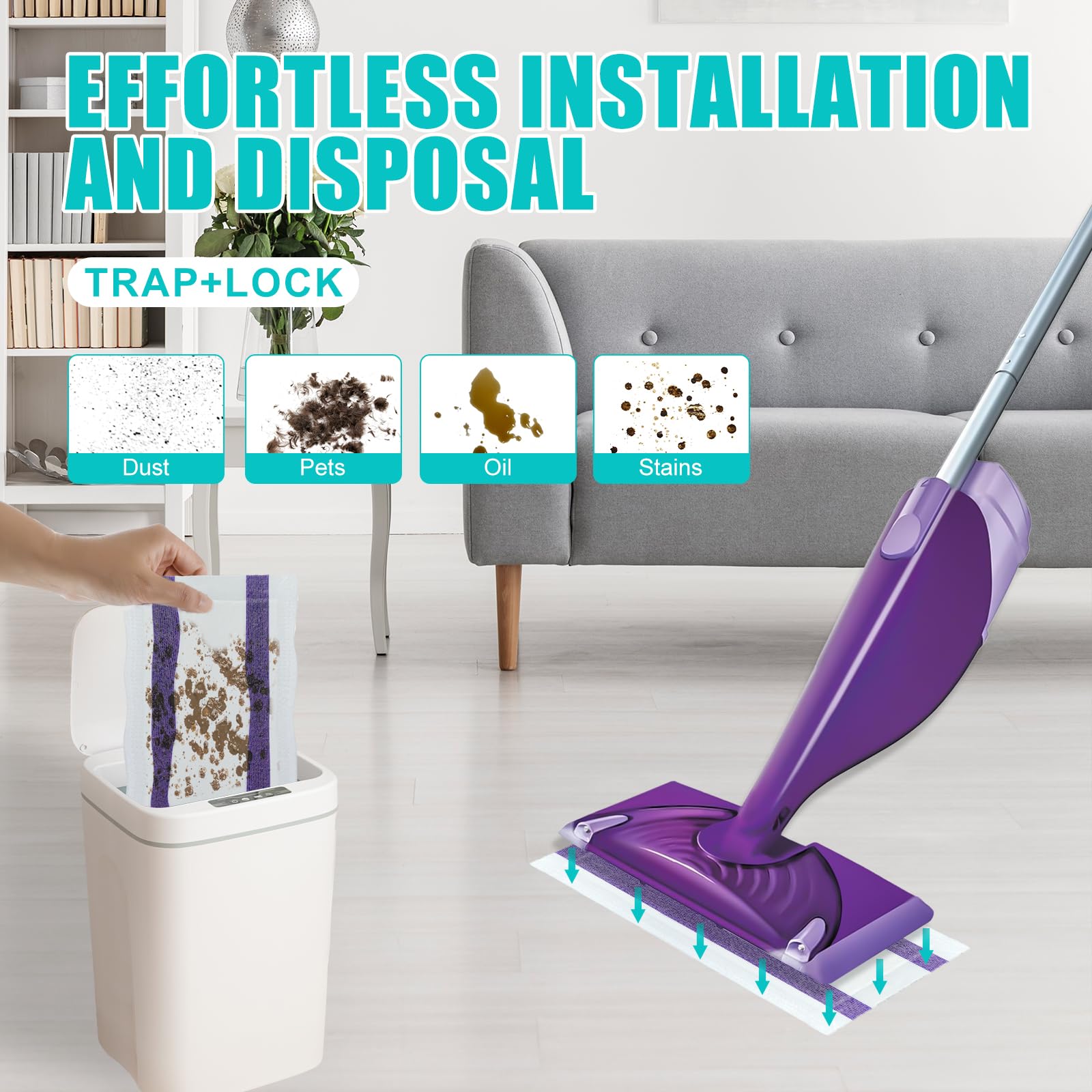 30 Count Disposable Wetjet Pads Refills for Swiffer Wet Jet,Spray Wet Pads Refill, Heavy Duty Mop Pad Refills,All Purpose Multi Surface Floor Cleaning, Thickness&Absorbent