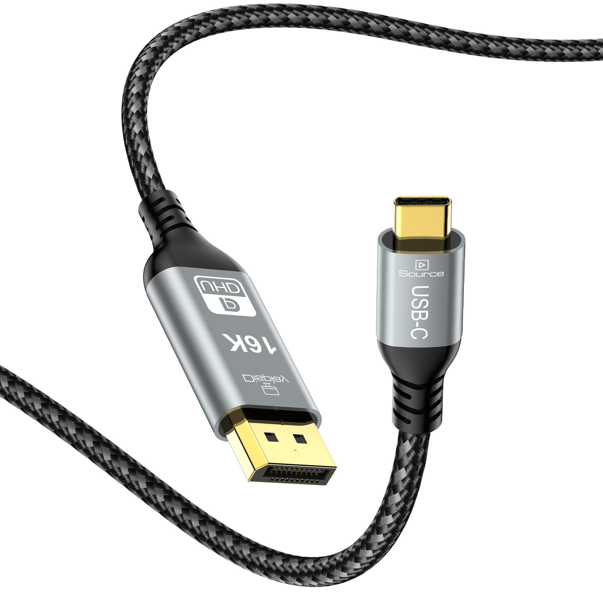 CHENLENIC USB C to DisplayPort 2.1 Cable, 16K@30Hz 8K@120Hz 4K@240Hz, Thunderbolt 5 to DP Cable,40Gbps,Type C Compatible with MacBook Pro M4,M3, iPhone 16 Pro, Dell XPS, Gaming Monitor 6FT