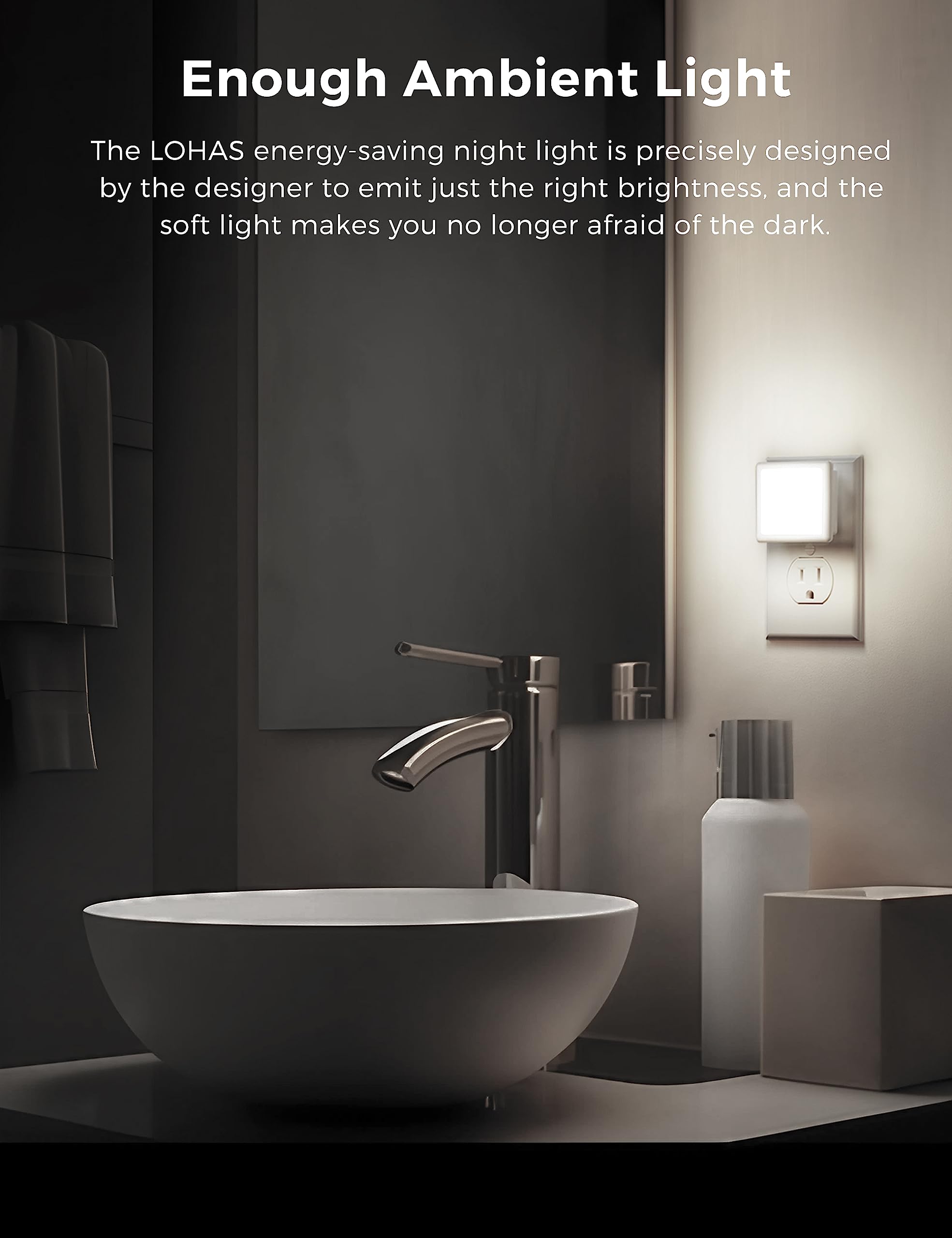 L LOHAS LED Night Lights Plug into Wall, [6-Pack] Plug in Night Light, Dusk-to-Dawn Sensor, 5000K Daylight 0.3W Bright Nightlight Auto-On/Off for Adults Kids Room Bedroom Bathroom Hallway Kitchen