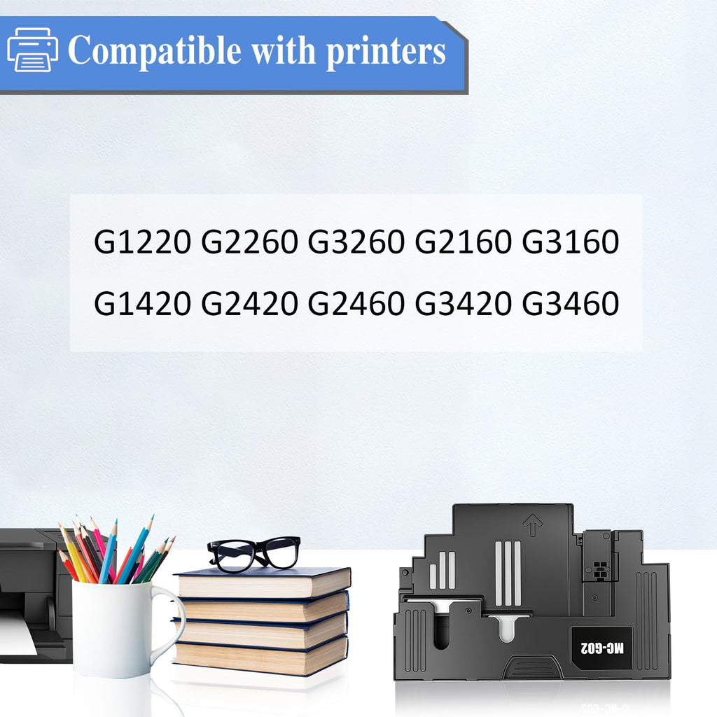 MC-G02 Maintenance Cartridge Compatible for Canon G3260 G2260 G1220 G2160 G3160 G1420 G2420 G2460 G3420 Printers MC G02 Waste Ink Collection Waste Ink Maintenance Tank New Chip（2 Pack）
