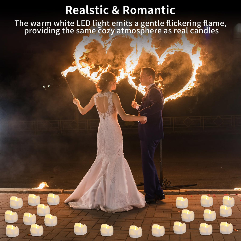 Tealight Candles Battery Operated with Timer (6Hrs ON 18Hrs Off Cycle), 12pcs Timing LED Flickering Flameless Tea Light Electric Fake Votive Candles in Warm White for Xmas Party Halloween Wedding