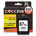 COCCINK 67XL Black Ink Cartridge for HP 67 XL Deskjet 2800e 2855e 2842e 2852e 2827e 4200e 4252e 4258e 4255e Envy 6000 6055e 6400 6455e Printers for HP 67 Ink Cartridges Black (1 Black)