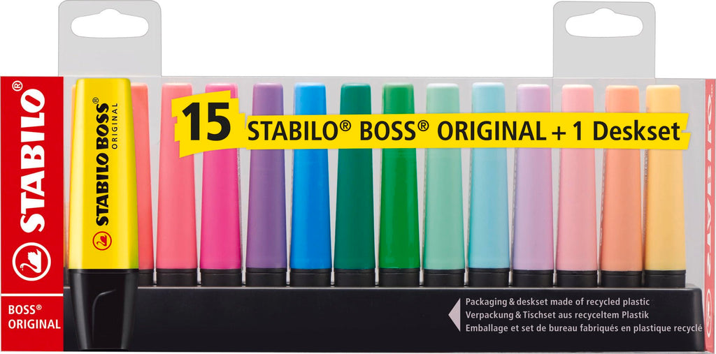 Stabilo Boss Highlighter Deskset - 15 Highlighters