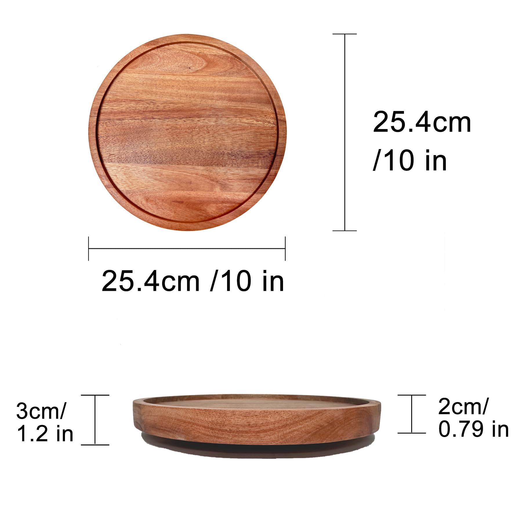 Baoswi 25.4 cm Turntable Acacia Wood Lazy Susan Organizer 10'' Rotating Wooden Spice Rack Organizer for Kitchen Countertop Cabinet Pantry Table Organization