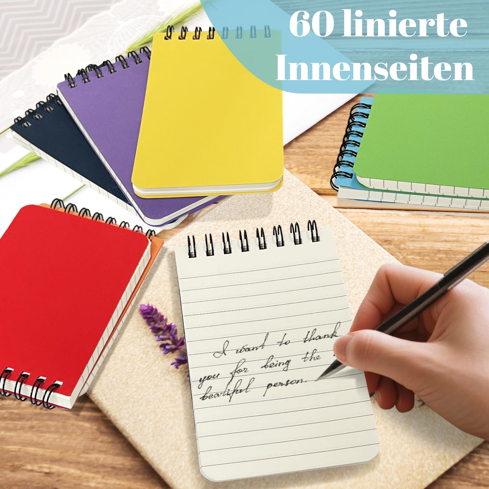 24 Packs Spiral Pocket Notebooks Bulk 3 x 5 Inch, Mini Top Bound Spiral Notepad, Small Note Pads 6 Colored 60Sheets/120Pages (80GSM), Memo Pads for Home, School, College, Office, Work, Travel